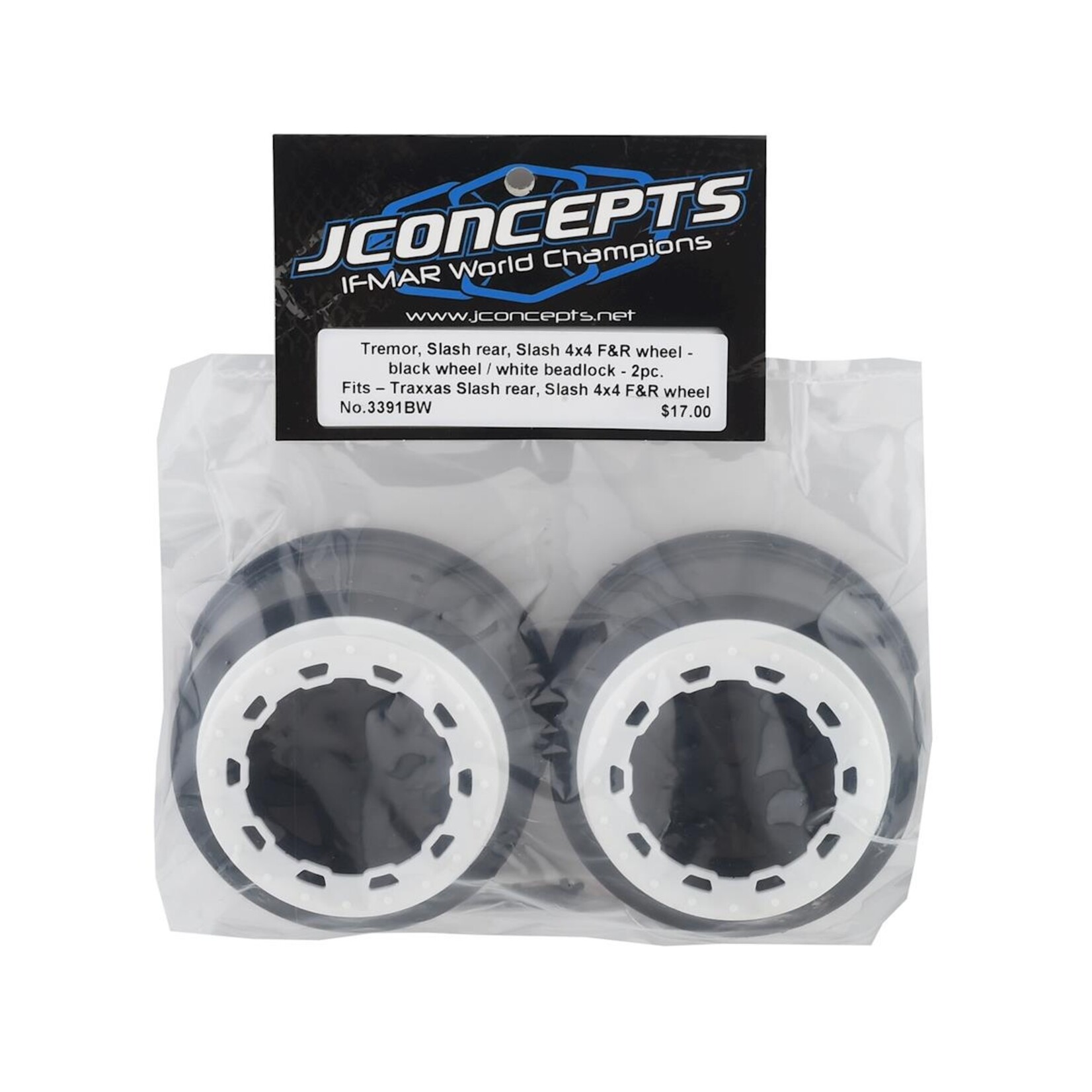 JConcepts #3391BW JConcepts Tremor Short Course Wheels (Black) (2) (Slash Rear) w/12mm Hex