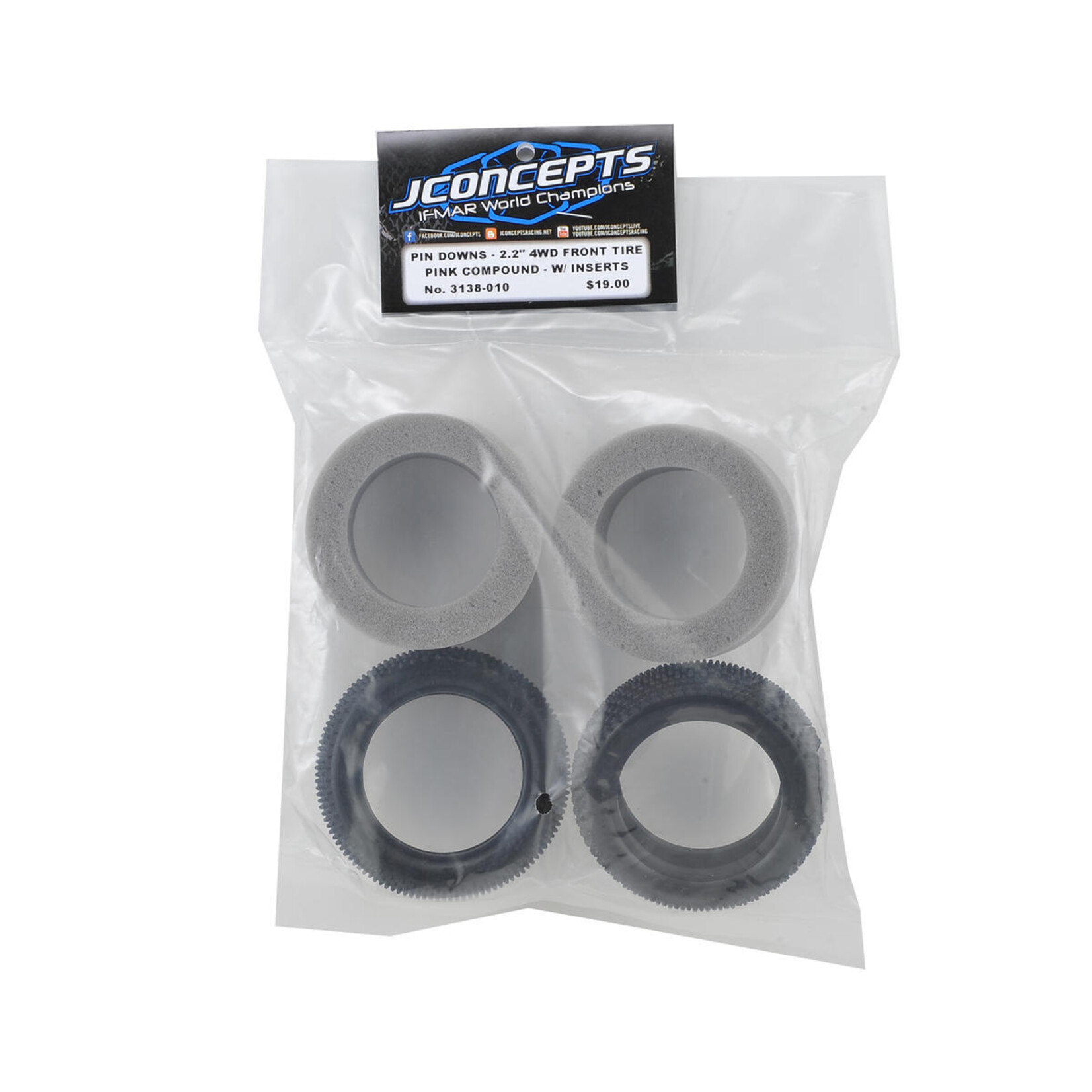 JConcepts #3138-010 JConcepts Pin Downs Carpet 2.2" 1/10 4WD Buggy Front Tires (2) (Pink)