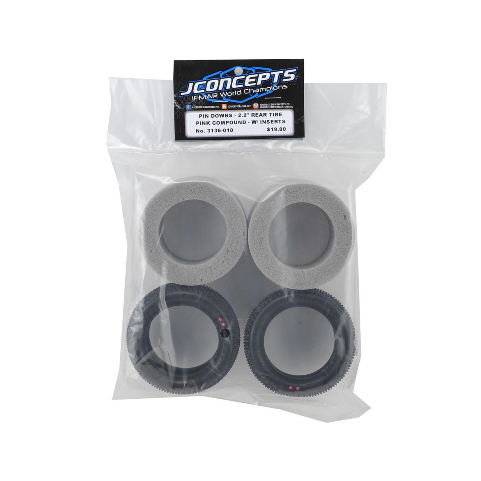 JConcepts #3136-010 JConcepts Pin Downs Carpet 2.2" Rear Buggy Tires (2) (Pink)