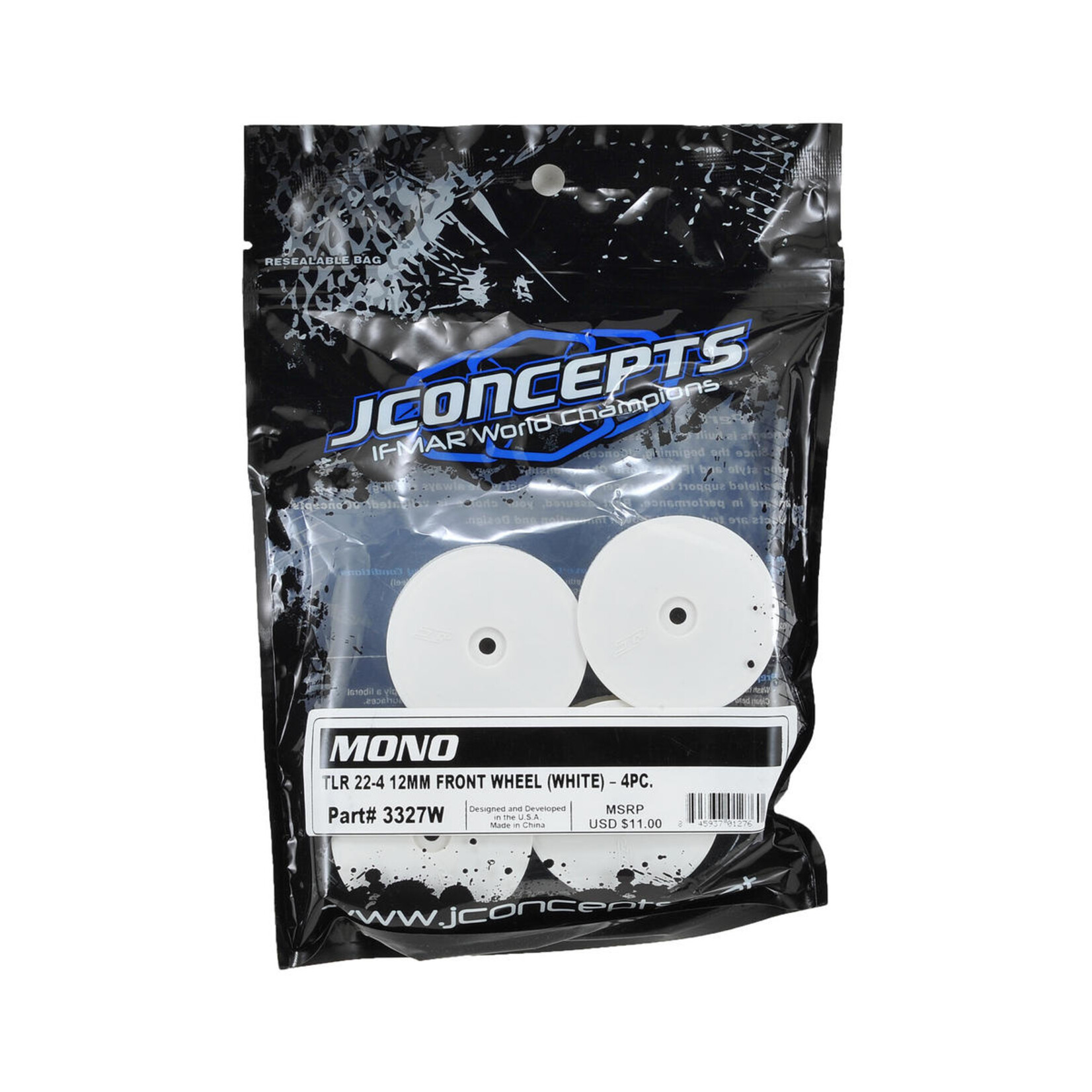 JConcepts #3327W JConcepts 12mm Hex Mono 2.2 4WD Front Buggy Wheels (4) (22-4) (White)