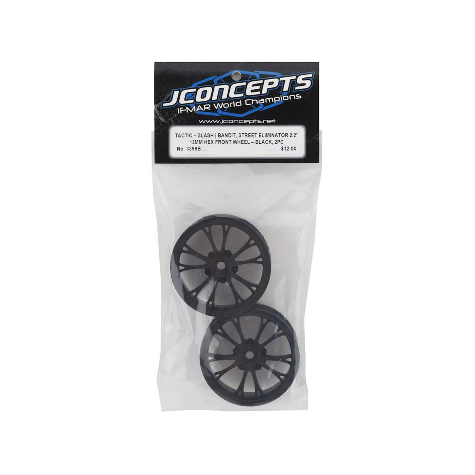 JConcepts #3399B JConcepts Tactic Street Eliminator 2.2" Front Drag Racing Wheels (2) (Black) w/12mm Hex