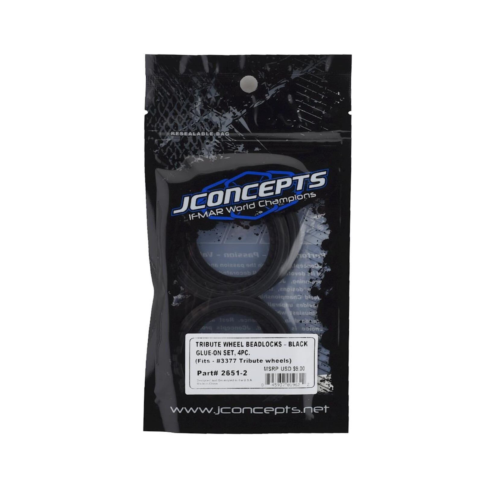 JConcepts #2651-2 JConcepts Tribute Monster Truck Wheel Mock Beadlock Rings (Black) (4)