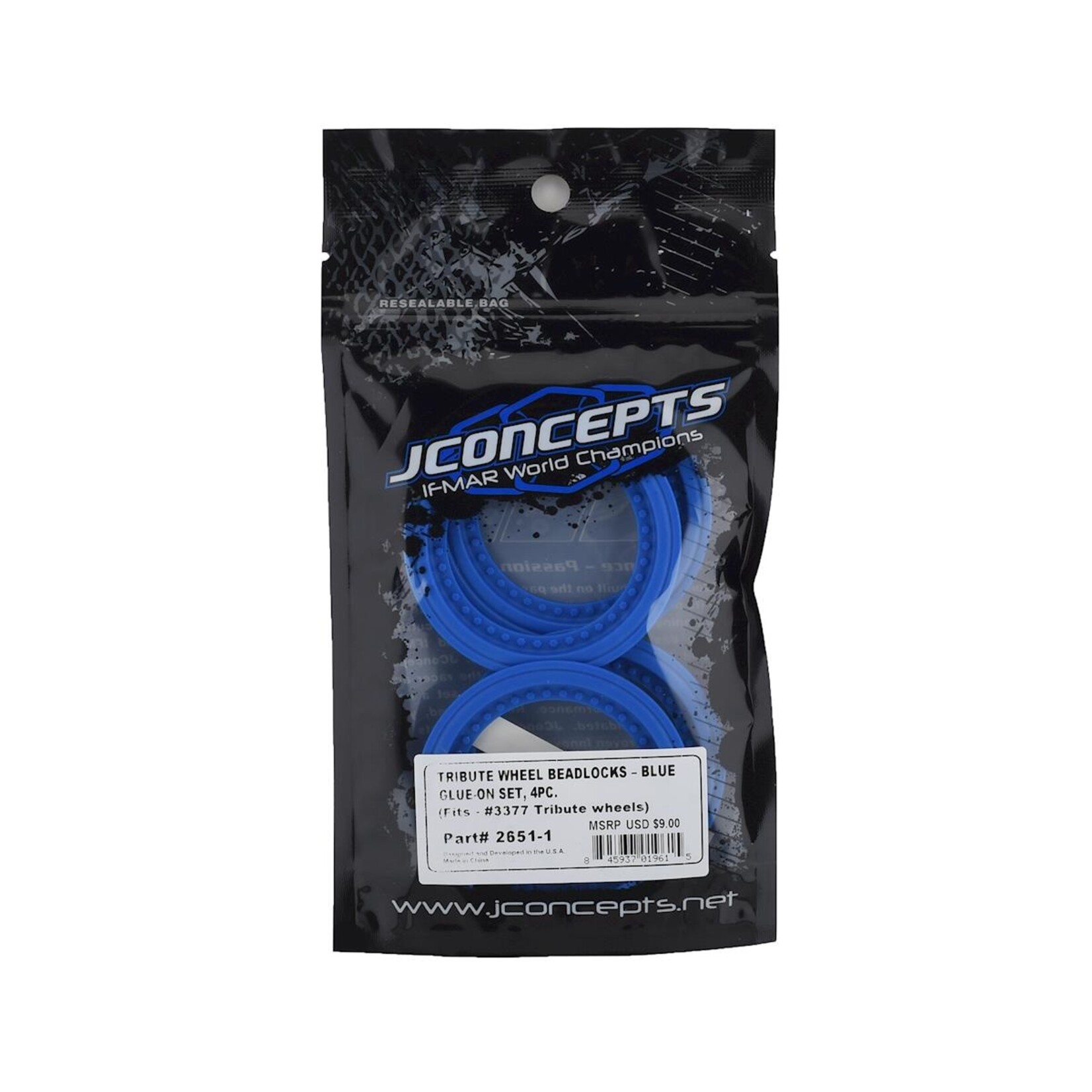 JConcepts JConcepts Tribute Monster Truck Wheel Mock Beadlock Rings (Blue) (4) #2651-1