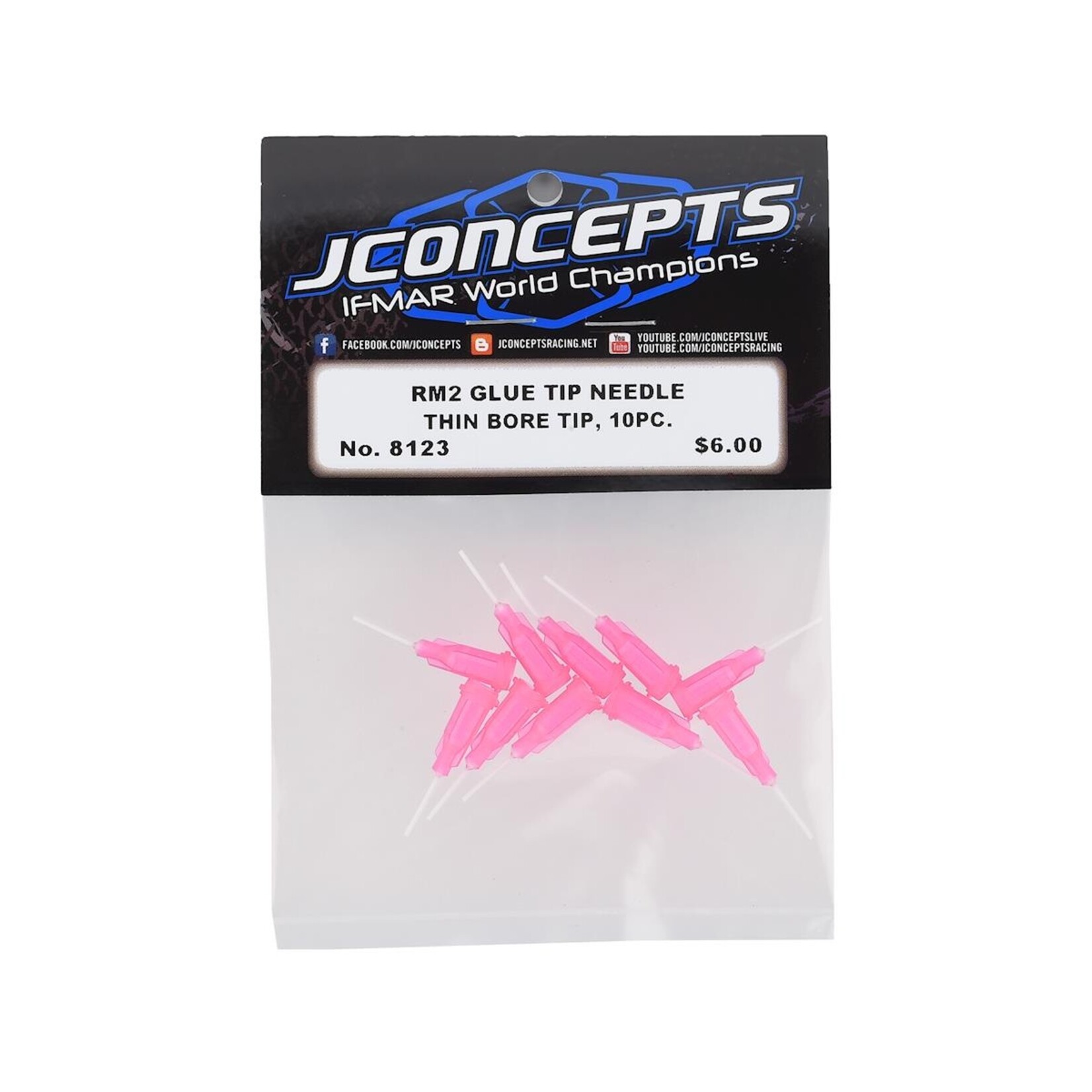 JConcepts #8123 JConcepts RM2 Thin Bore Glue Tip Needles (Pink) (10)
