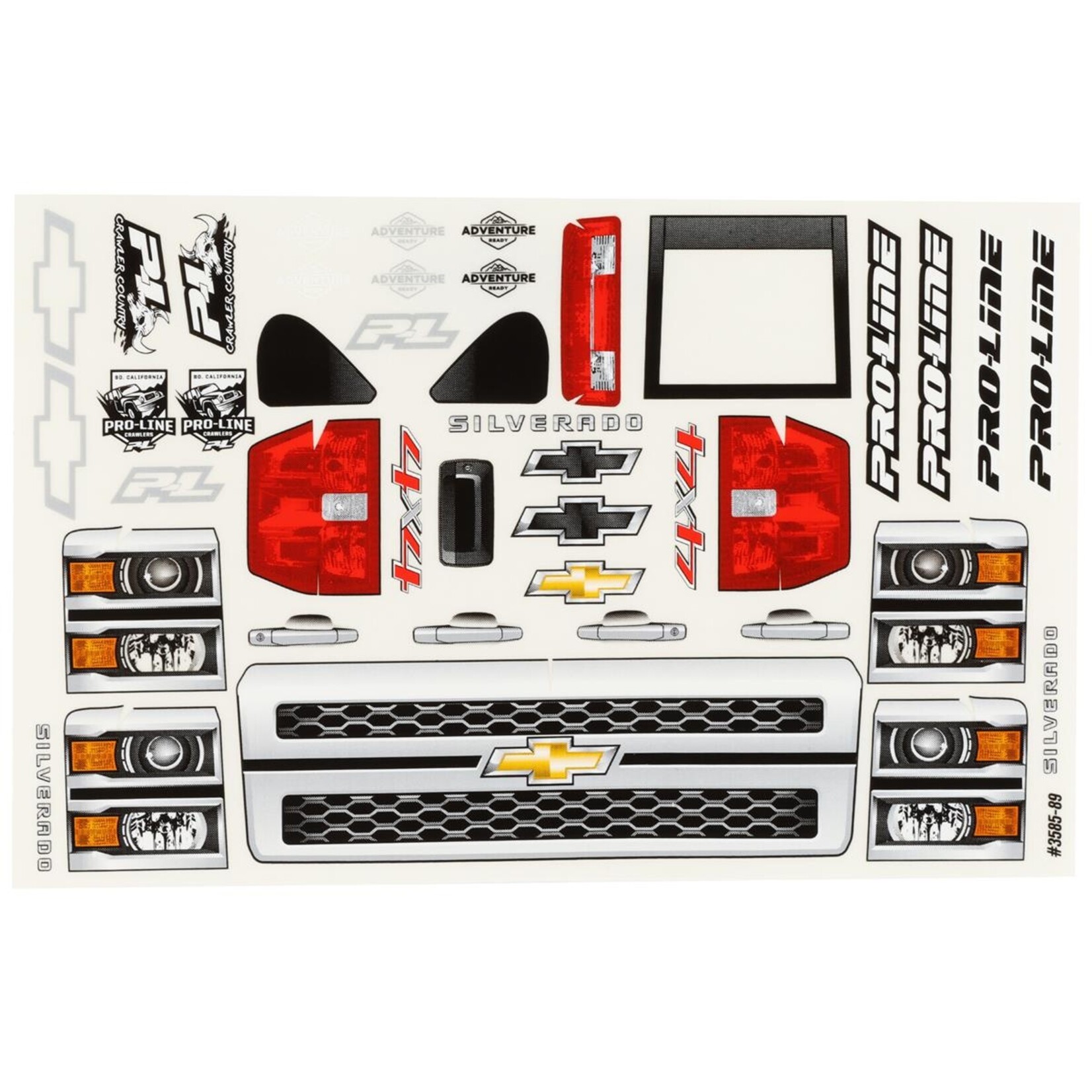 Pro-Line #3601-00 Pro-Line 1/10 2015 Chevy Silverado Pre-Runner Clear Body 12.3" WB Crawlers