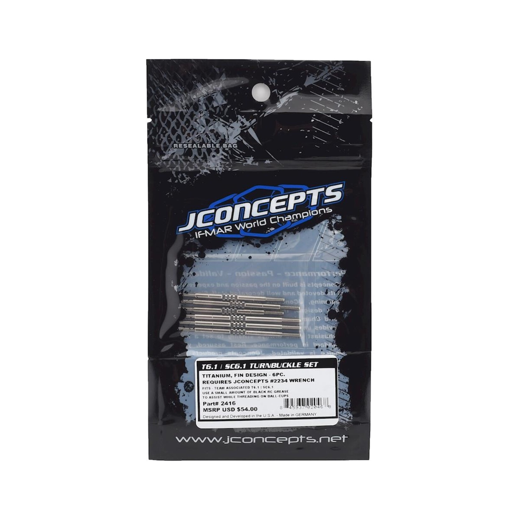 JConcepts #2416 JConcepts RC10T6.1/SC6.1 Titanium Turnbuckle Set