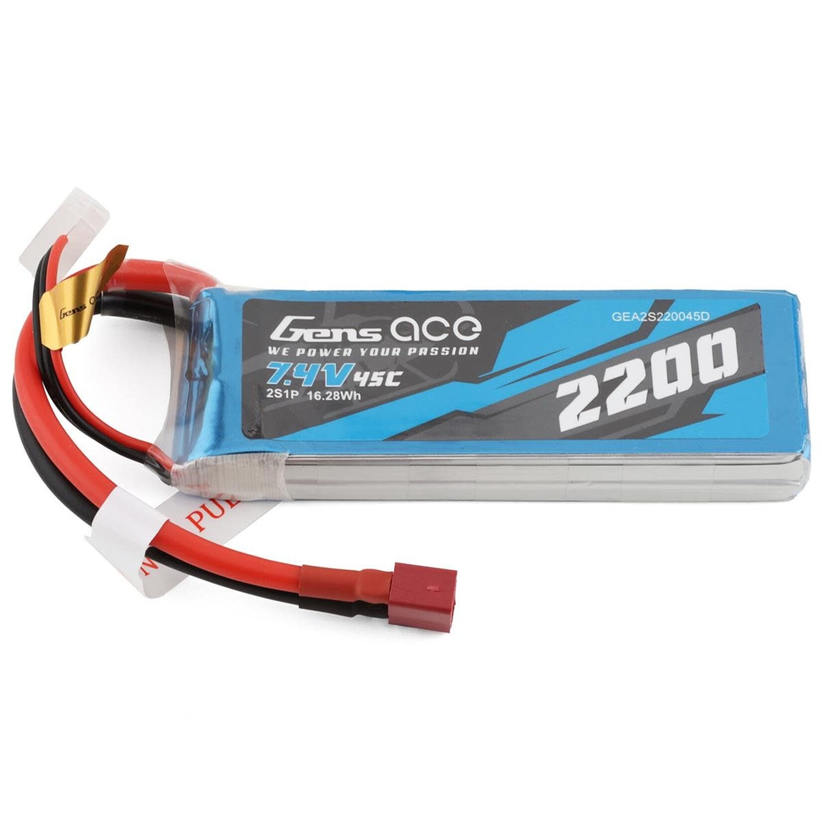 Gens Ace #GEA2S220045D Gens Ace 2S LiPo Battery 45C (7.4V/2200mAh) w/T-Style Connector