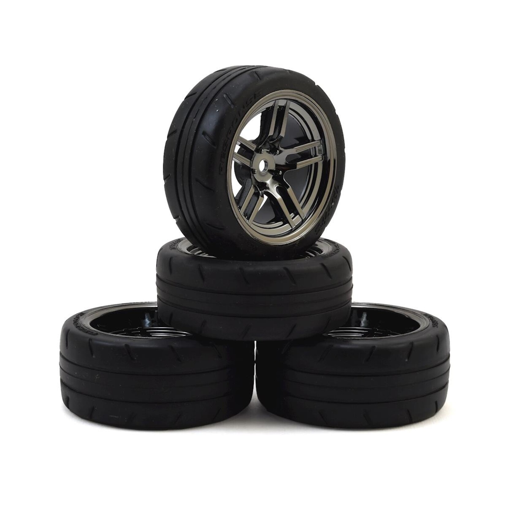 Traxxas #8375 Traxxas 4-Tec 2.0 1.9" Response Front & Rear Pre-Mounted Tires (Black Chrome) w/12mm Hex Split-Spoke Wheels (4)