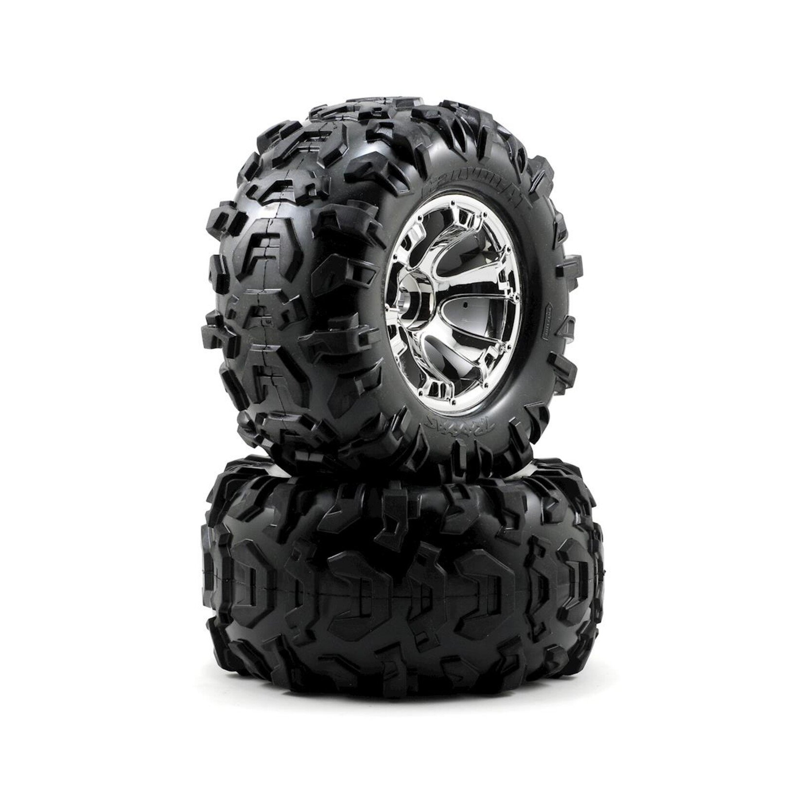 Traxxas #5673  Traxxas Canyon 3.8" Pre-Mounted Tires w/Geode Wheels (2) (Summit) (Chrome)