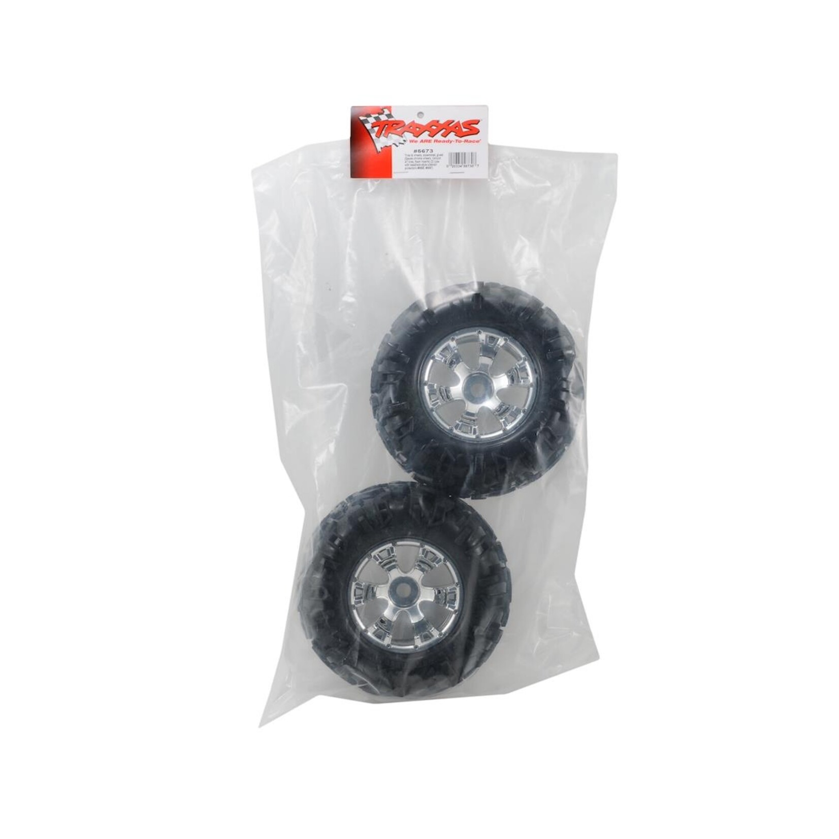 Traxxas #5673  Traxxas Canyon 3.8" Pre-Mounted Tires w/Geode Wheels (2) (Summit) (Chrome)