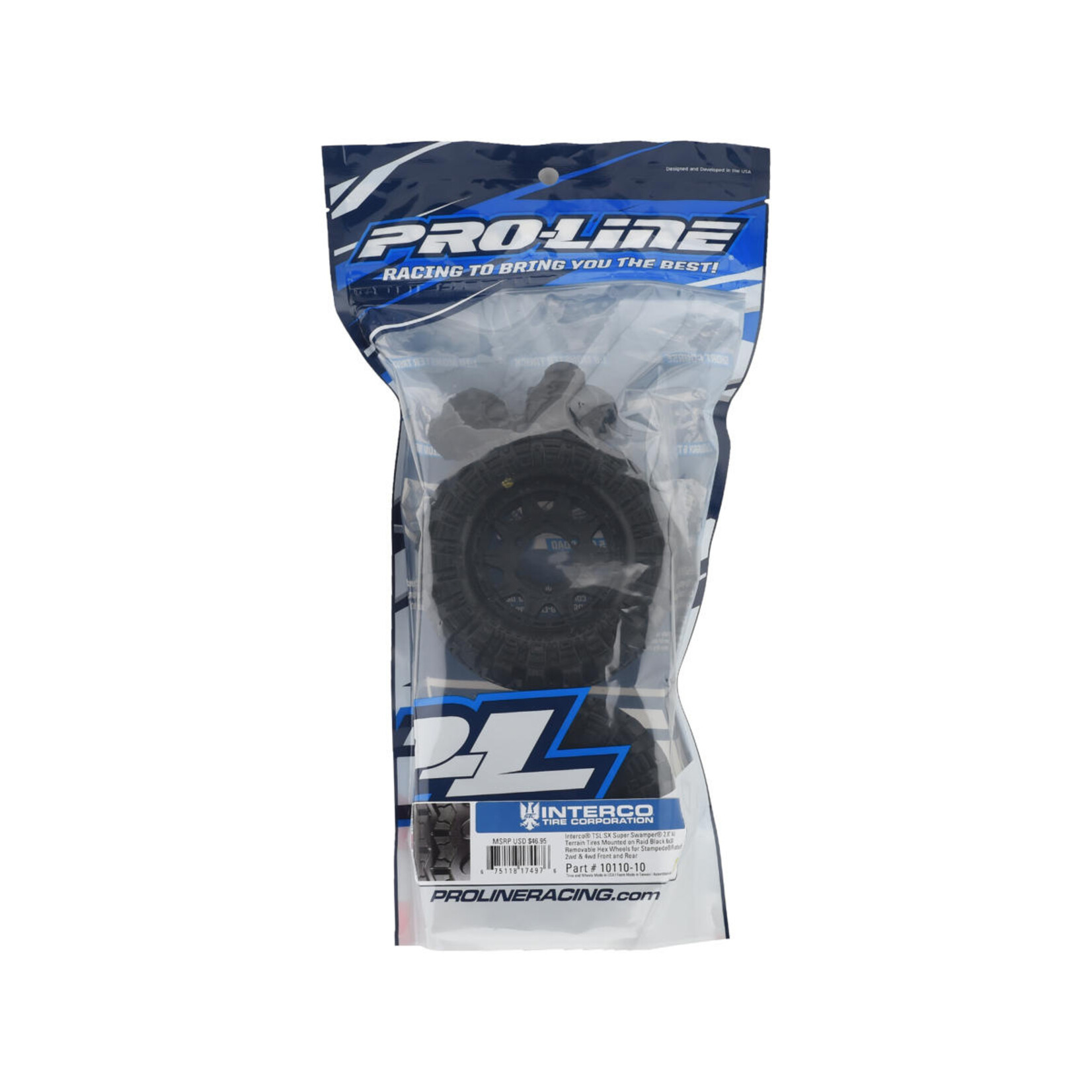 Pro-Line #PRO1011010  Pro-Line Interco TSL SX Super Swamper 2.8" Pre-Mounted Tires w/Raid Rear Wheels (M2) (2) (Black) w/12mm Removable Hex