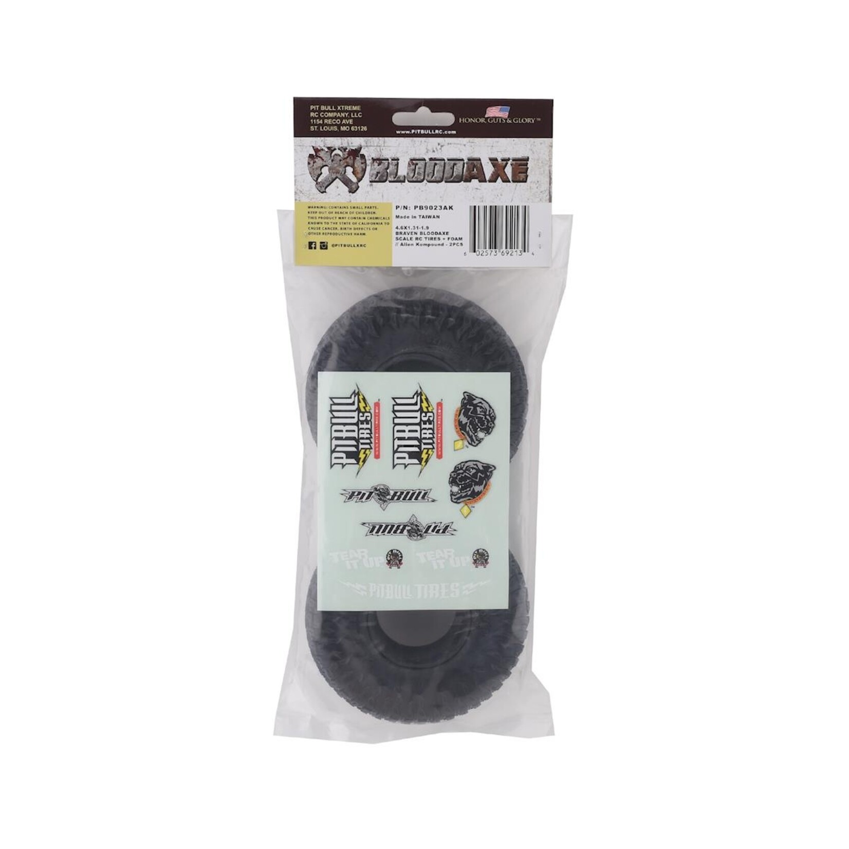 Pit Bull #PBTPB9023AK  Pit Bull Tires Braven Bloodaxe 1.9" Crawler Tires w/Foam (Alien)