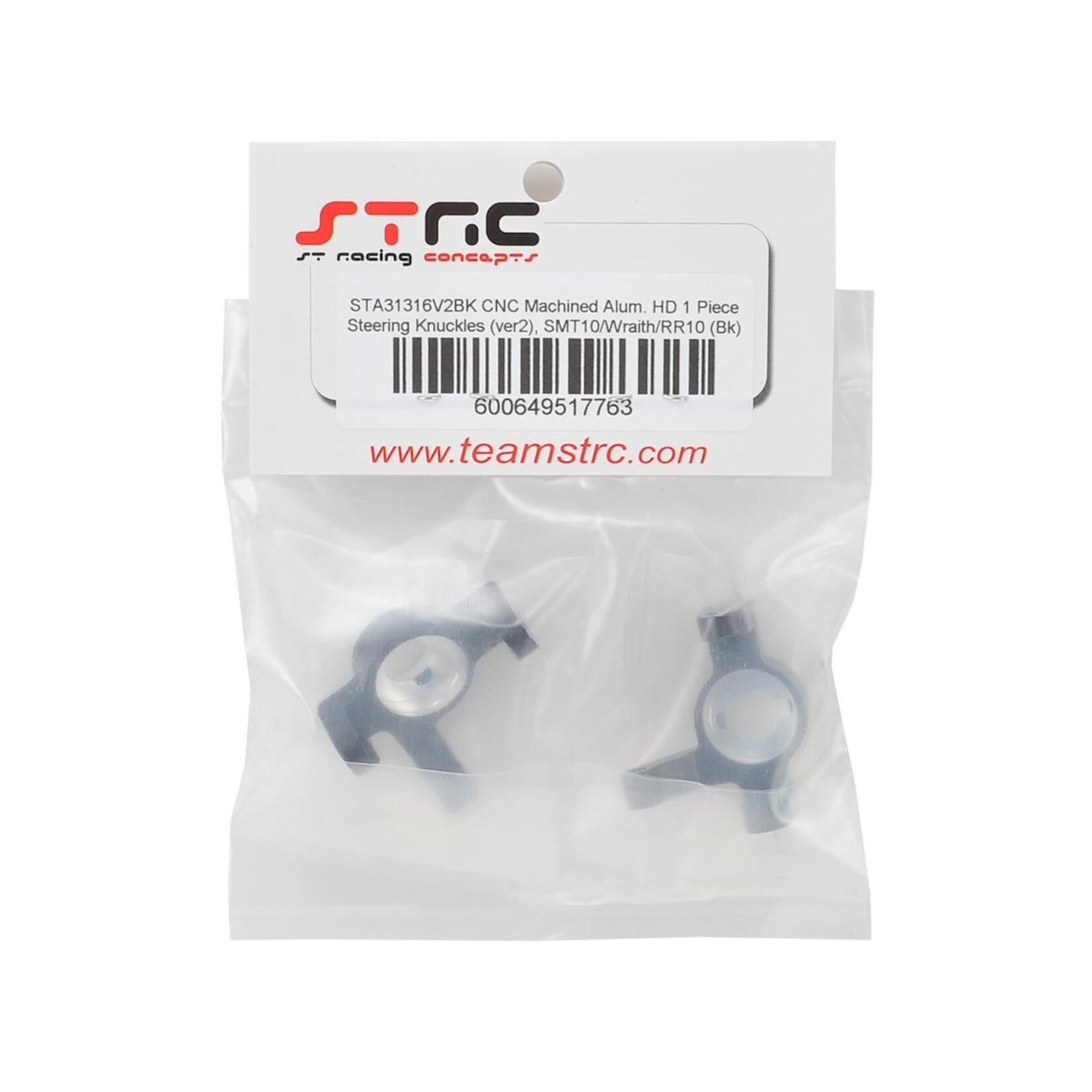 ST Racing Concepts #STA31316V2BK ST Racing Concepts Wraith/RR10 Aluminum V2 Steering Knuckle Set (2) (Black)