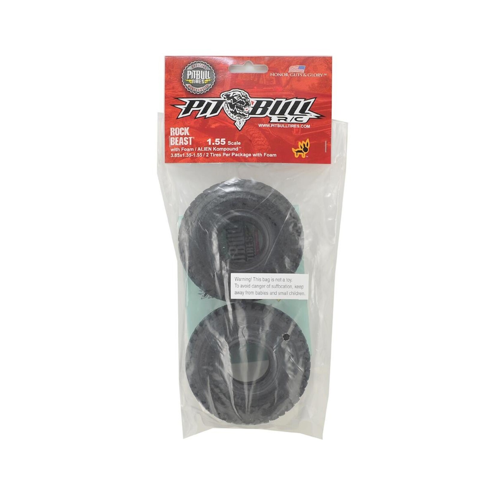 Pit Bull #PB9013AK  Pit Bull Tires Rock Beast 1.55" Scale Rock Crawler Tires w/Foams (2) (Alien)