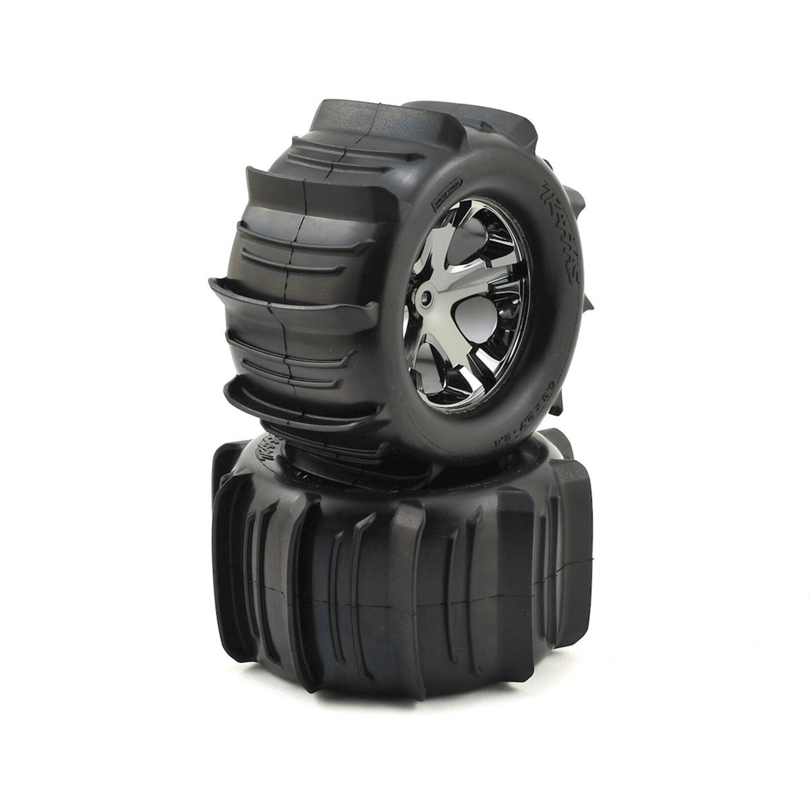 Traxxas #3689  Traxxas Paddle Tires 2.8" Pre-Mounted w/All-Star Electric Rear Wheels (2) (Black Chrome)
