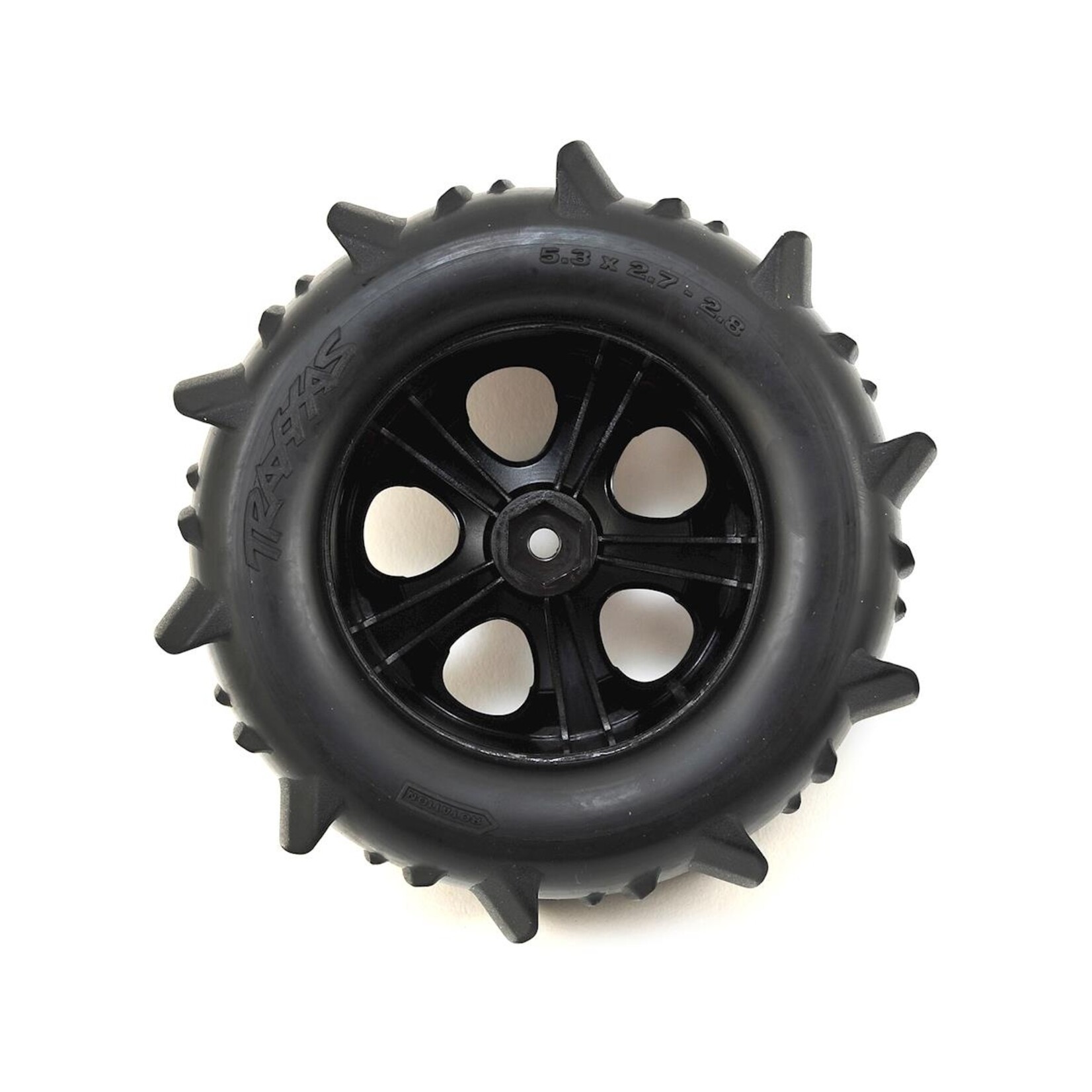 Traxxas #4175  Traxxas Paddle Tires 2.8" Pre-Mounted w/All-Star Nitro Front Wheels (2) (Black Chrome)