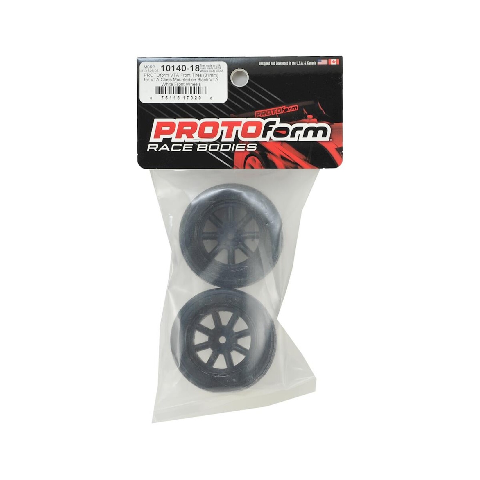 PROTOform PROTOform Vintage Racing Pre-Mounted Front Tire (2) (26mm) (Black) #10140-18