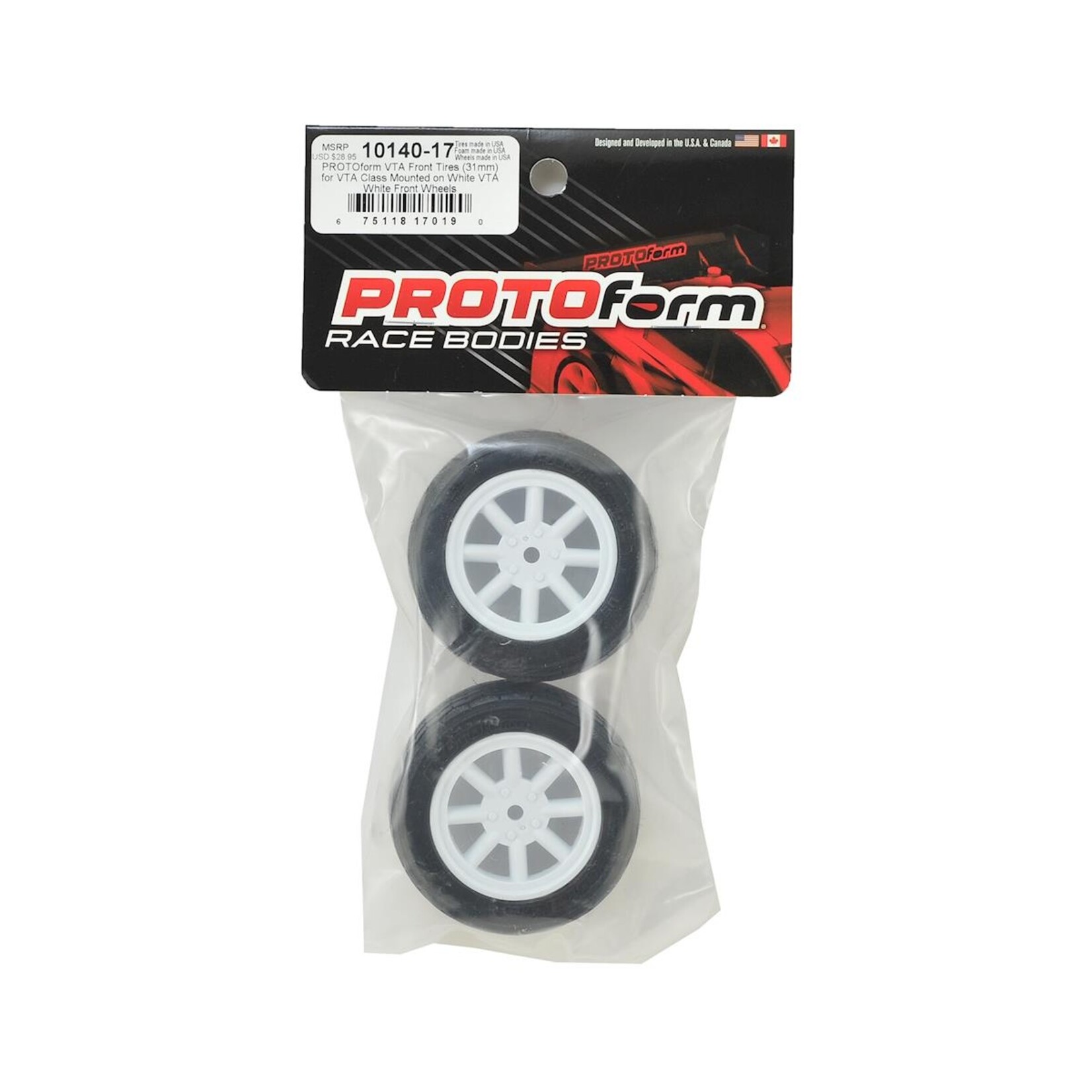 PROTOform PROTOform Vintage Racing Pre-Mounted Front Tire (2) (26mm) (White) #10140-17