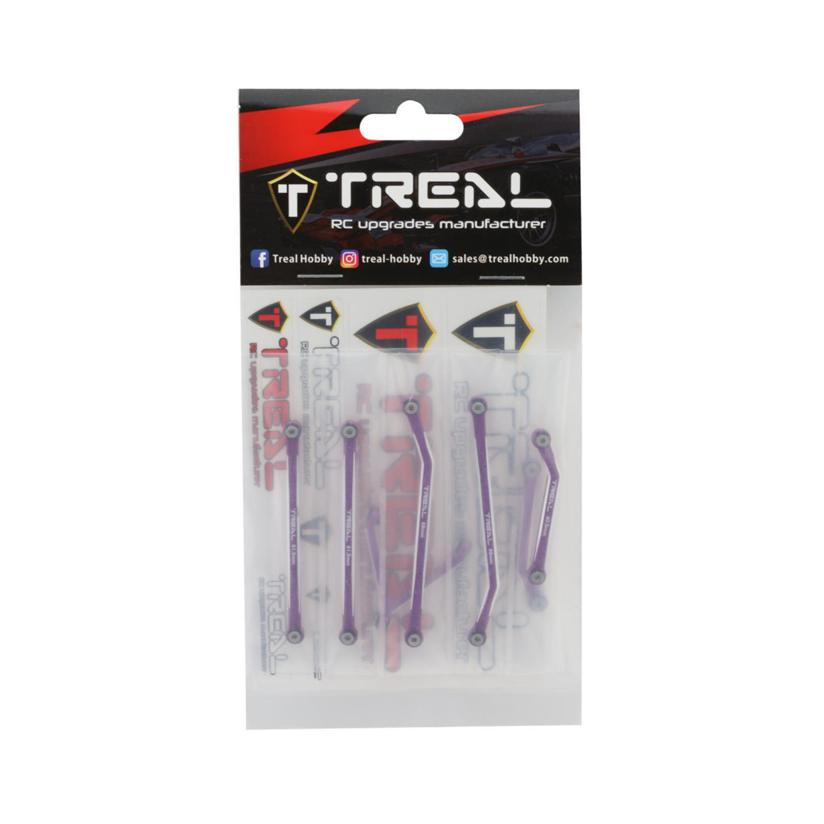Treal #X0031GYR3H Treal Hobby Axial SCX24 Aluminum High Clearance Link Set (Purple) (Deadbolt)