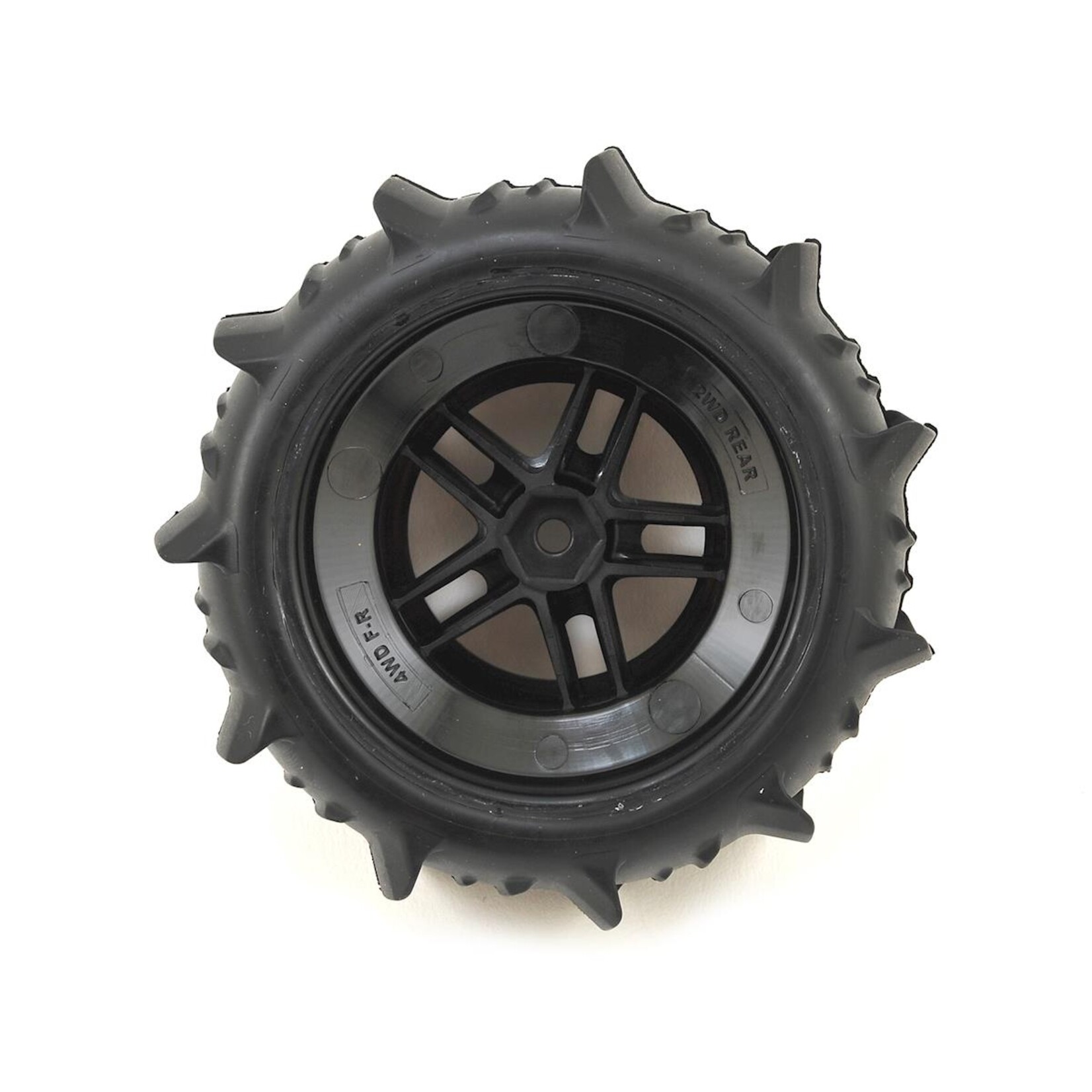 Traxxas Traxxas Pre-Mounted Paddle Tires w/SCT Split Spoke Rear Wheel (2) (Black/Chrome) #5891