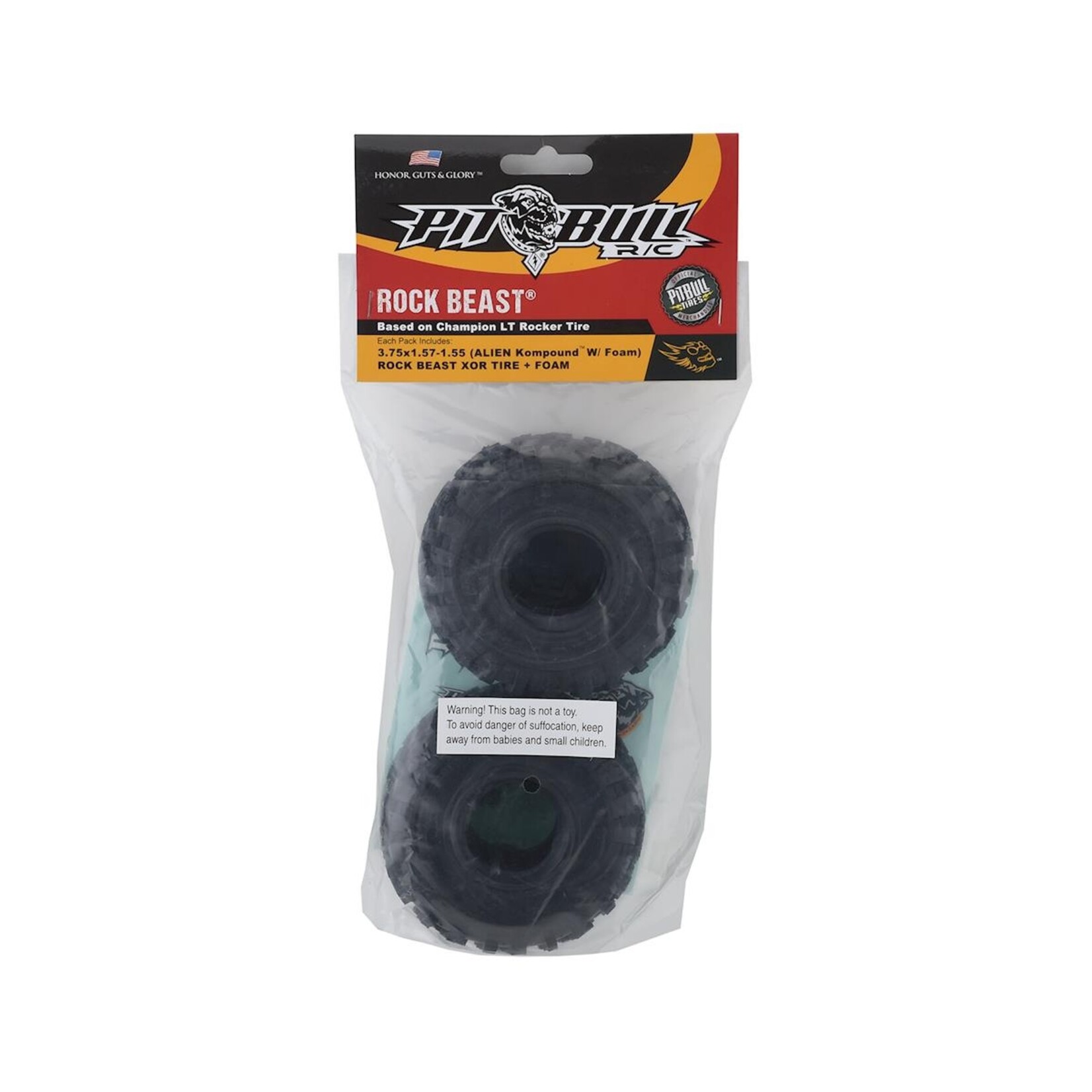 Pit Bull Pit Bull Tires Rock Beast XOR 1.55" Scale Rock Crawler Tires w/Foams (2) (Alien) #PB9020AK
