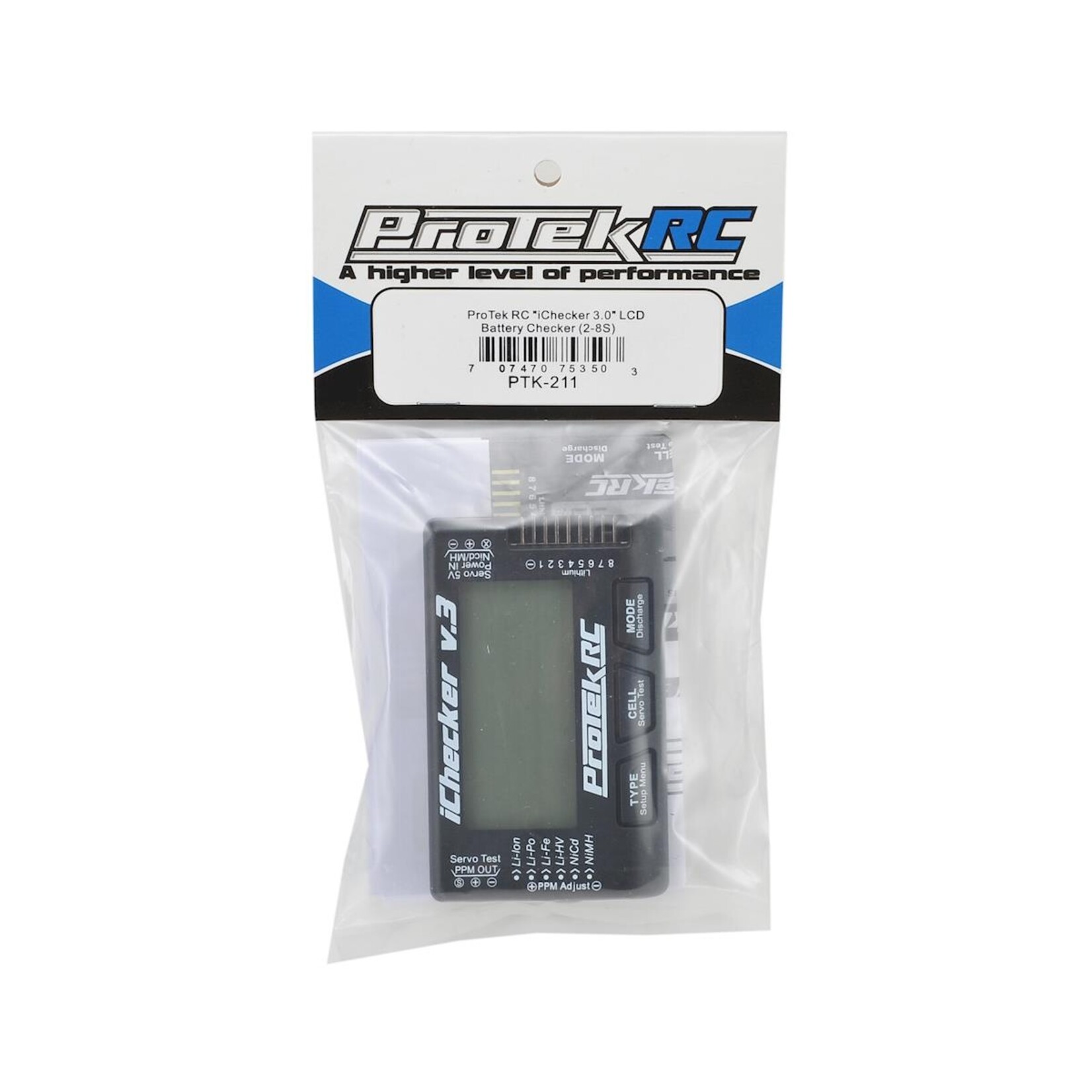 ProTek RC #PTK-211 ProTek RC "iChecker 3.0" LCD LiPo Battery Cell Checker (2-8S) w/Balance Discharging