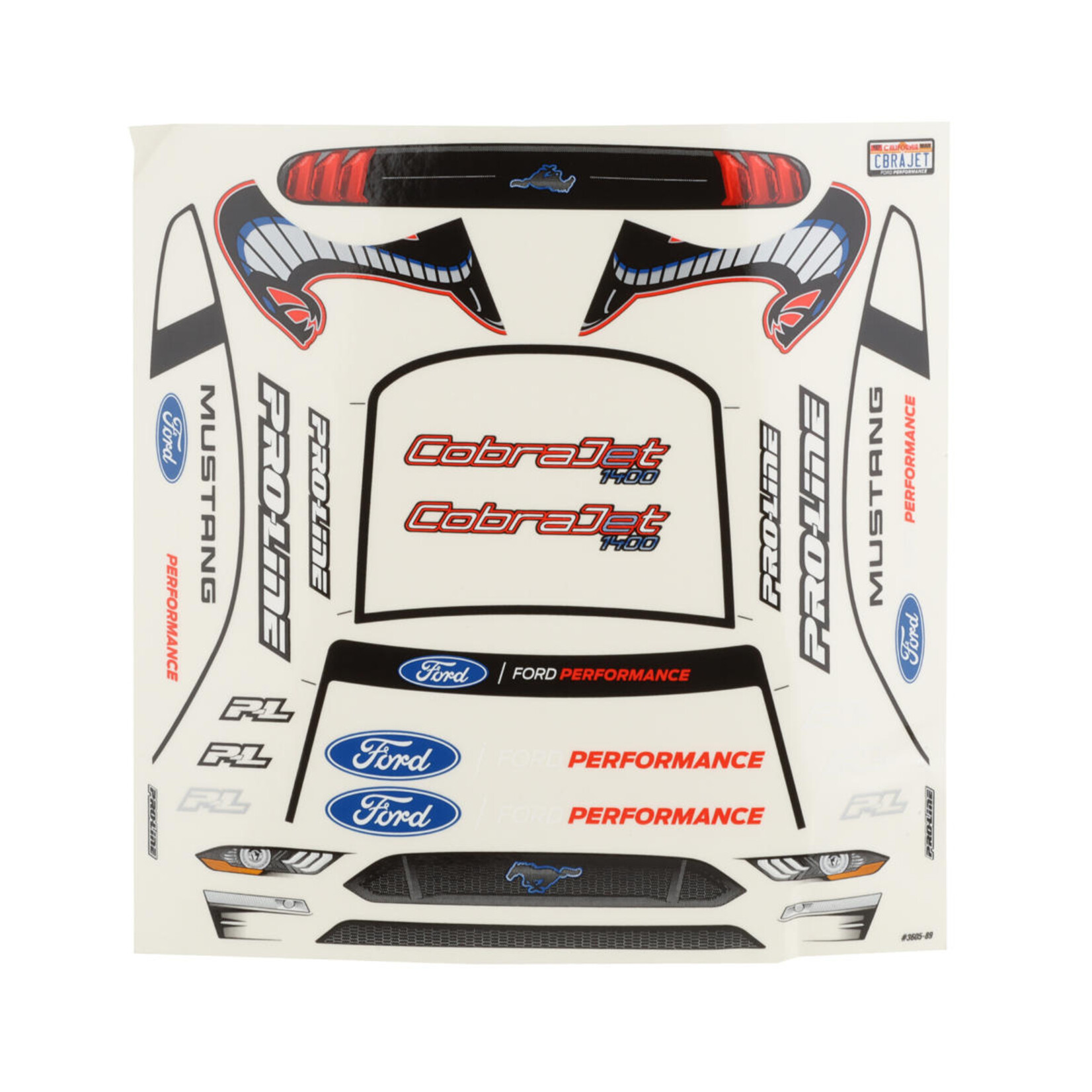 Pro-Line #3605-00  Pro-Line Losi Mini 1/16 Ford Mustang Cobra Jet 1400 No-Prep Drag Body (Clear)