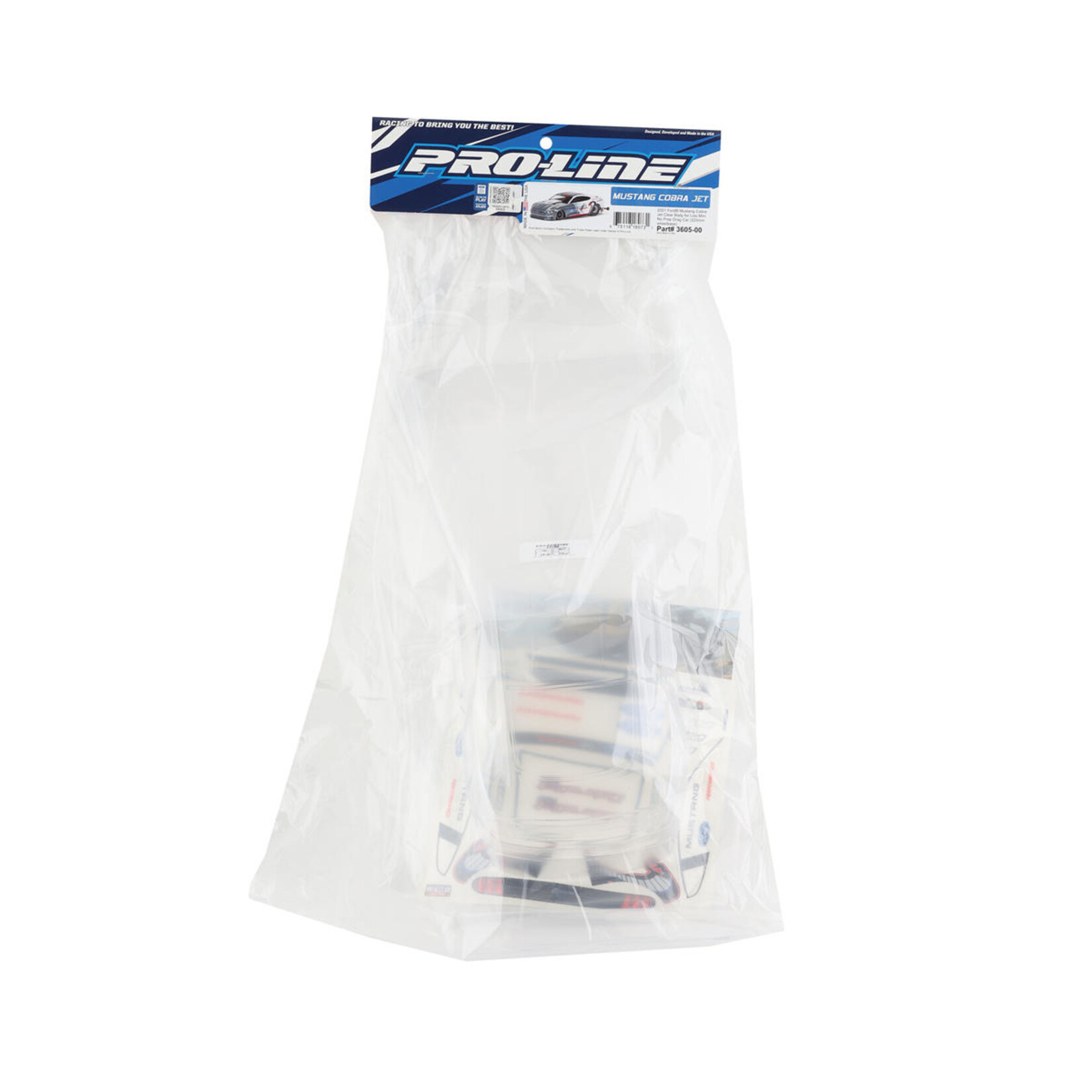 Pro-Line #3605-00  Pro-Line Losi Mini 1/16 Ford Mustang Cobra Jet 1400 No-Prep Drag Body (Clear)