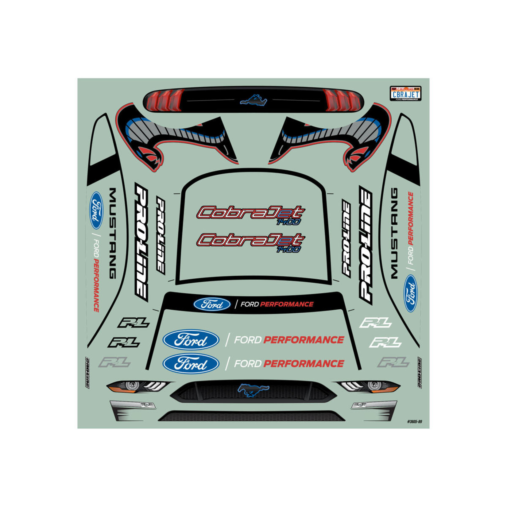 Pro-Line #3605-00  Pro-Line Losi Mini 1/16 Ford Mustang Cobra Jet 1400 No-Prep Drag Body (Clear)