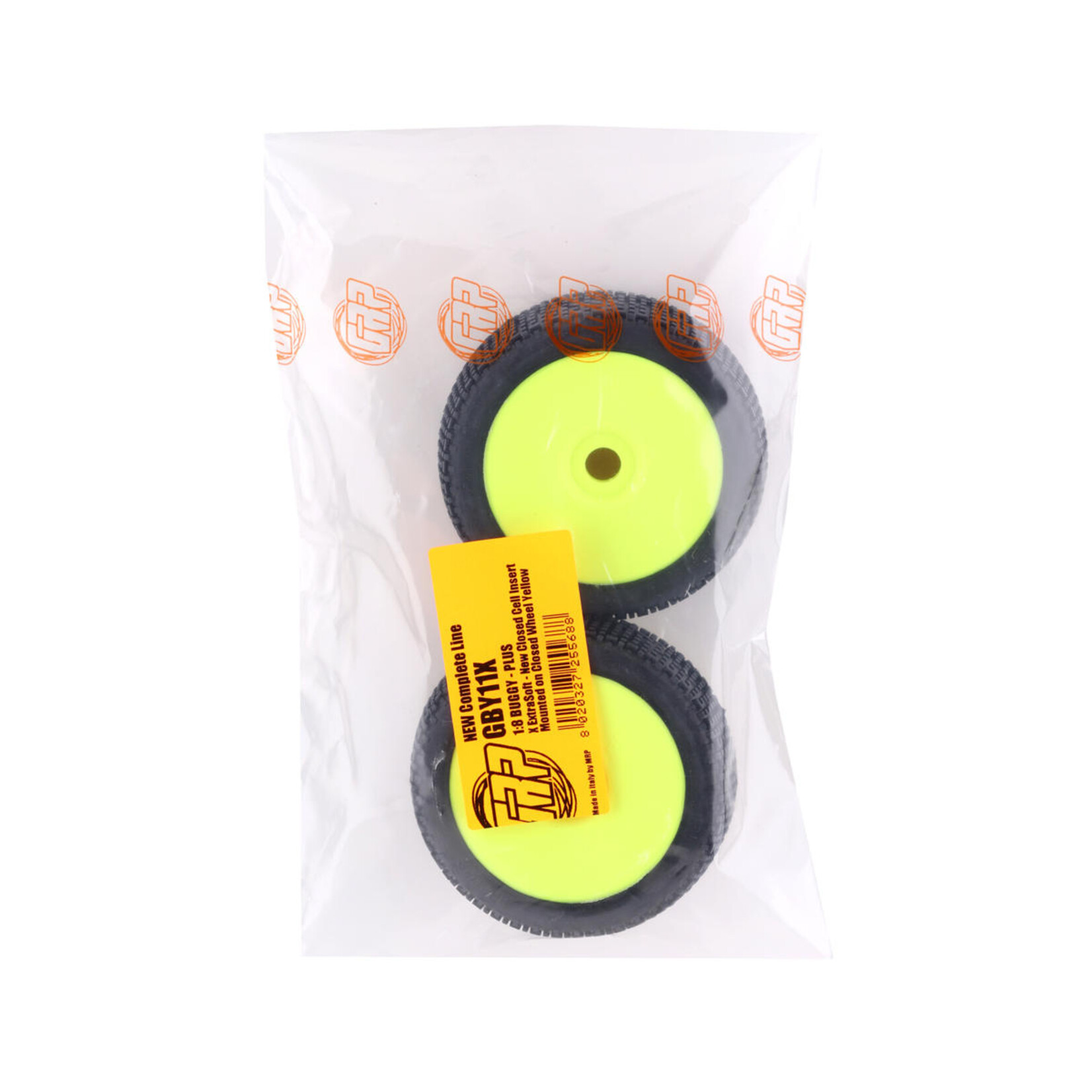 GRP #GBY11B  GRP Plus Pre-Mounted 1/8 Buggy Tires (2) (Yellow) (Medium)