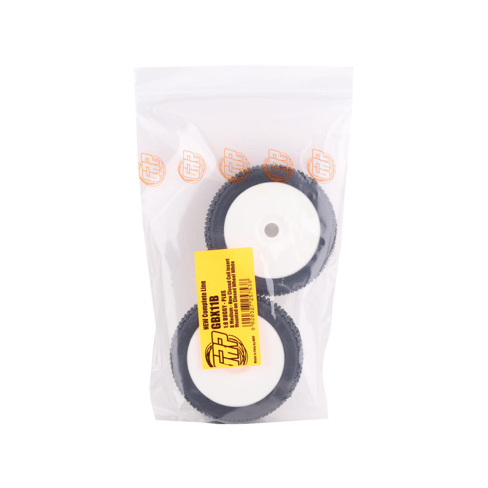 GRP #GBX11B  GRP Plus Pre-Mounted 1/8 Buggy Tires (2) (White) (Medium)