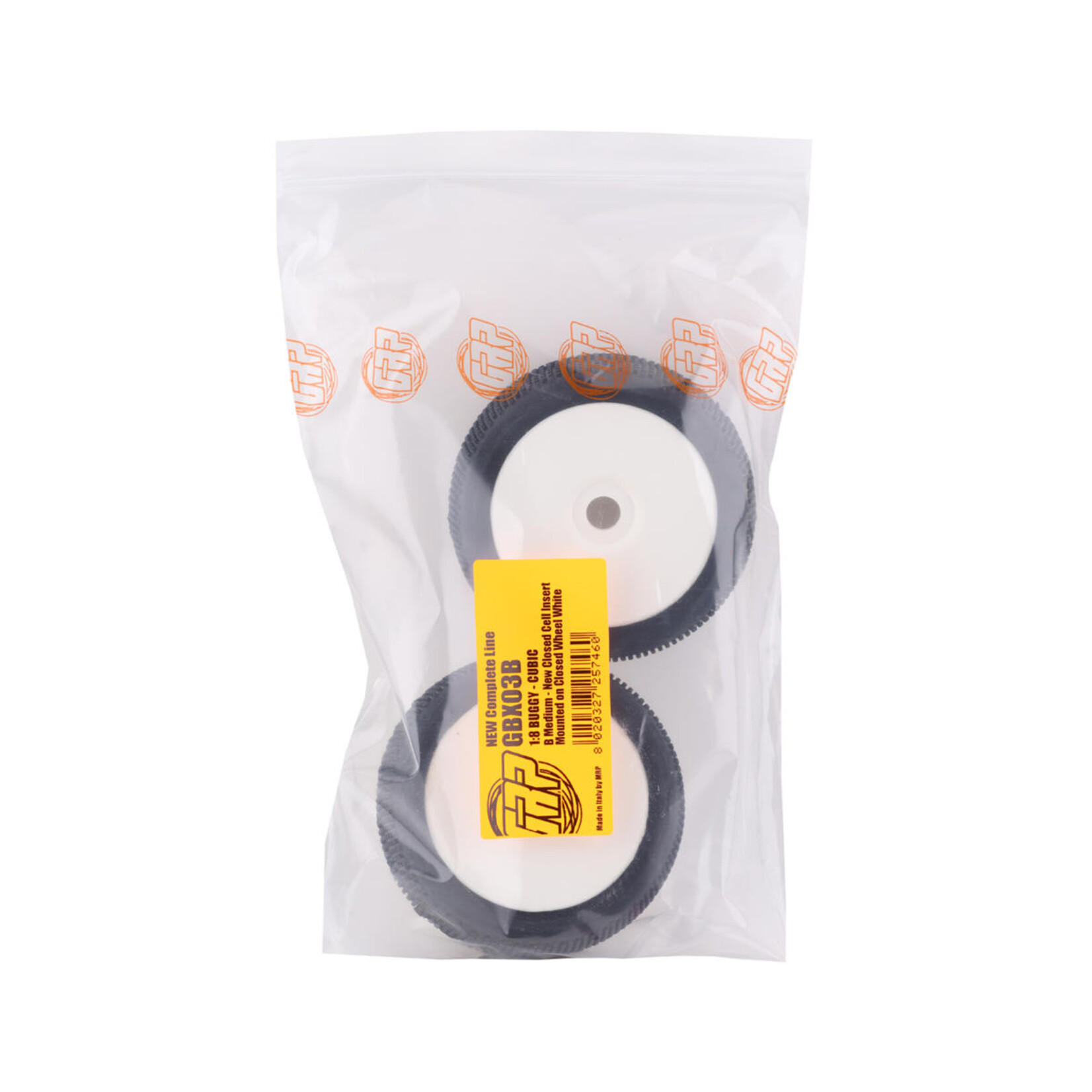 GRP #GBX03B  GRP Cubic Pre-Mounted 1/8 Buggy Tires (2) (White) (Medium)