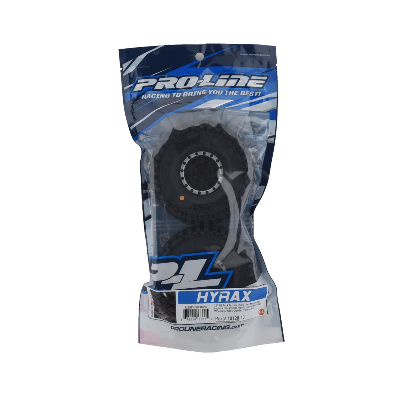 Pro-Line #10128-13 Pro-Line Hyrax 1.9" Tires w/Impulse Wheels (Black/Silver) (2) (G8) w/12mm Hex