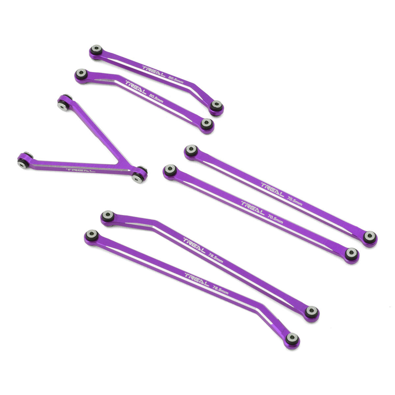 Treal #X003727EM1 Treal Hobby Axial SCX24 Aluminum High Clearance Link Set (Purple) (7) (Gladiator)