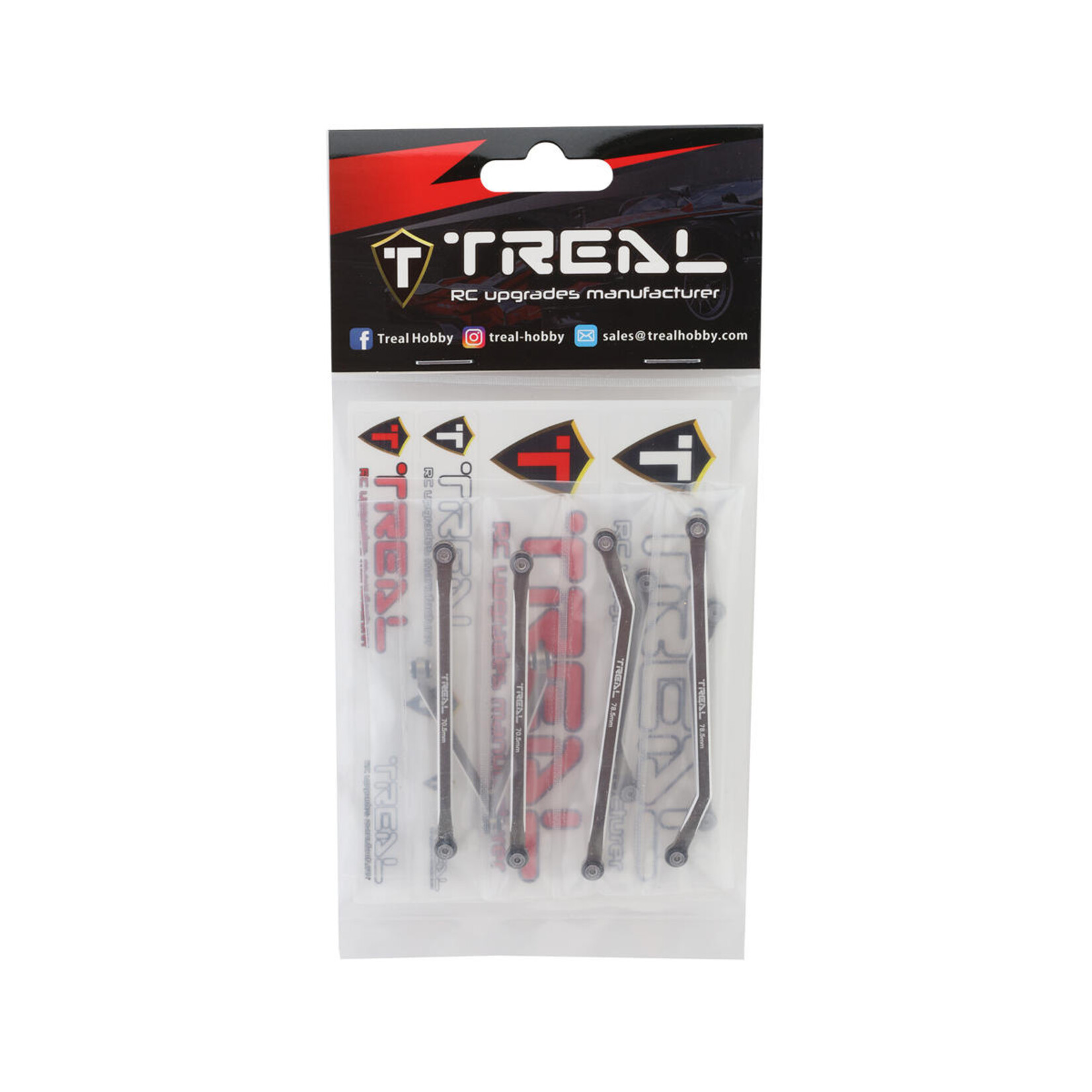 Treal #X0037278P9 Treal Hobby Axial SCX24 Aluminum High Clearance Link Set (Titanium) (7) (Gladiator)