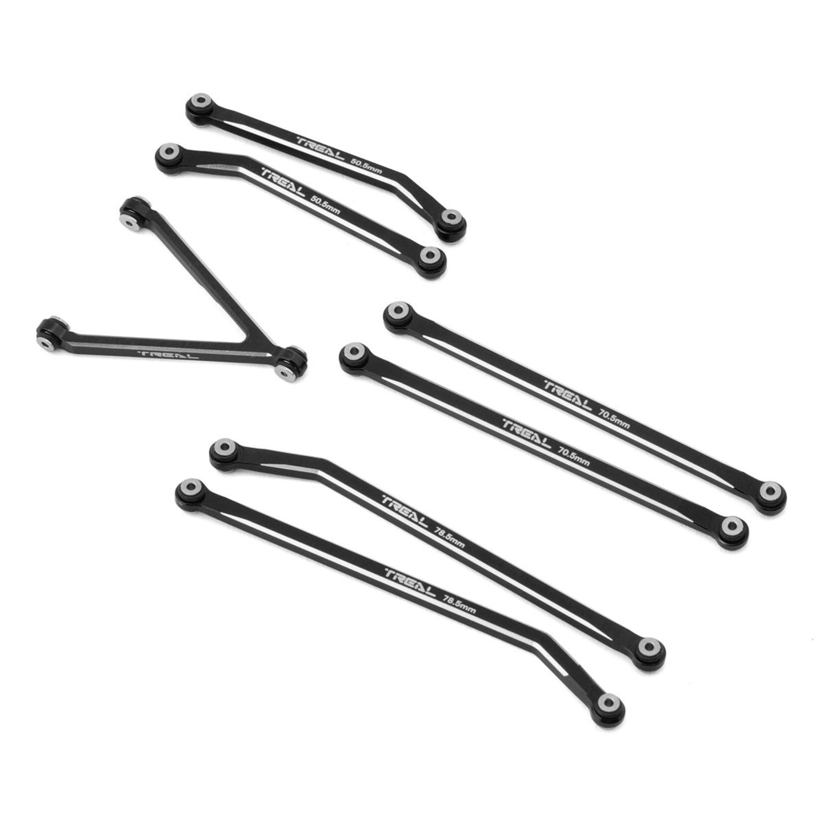 Treal #X003724HRL Treal Hobby Axial SCX24 Aluminum High Clearance Link Set (Black) (7) (Gladiator)