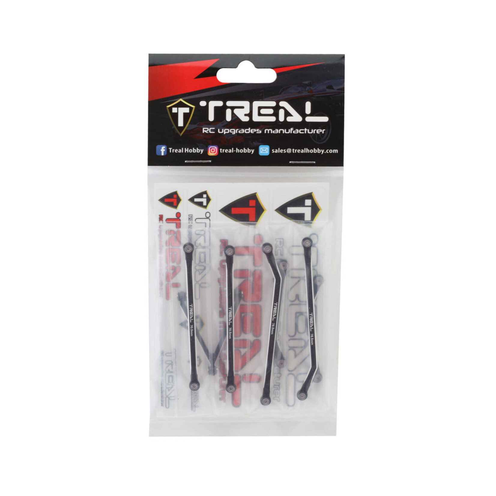 Treal #X003724HRL Treal Hobby Axial SCX24 Aluminum High Clearance Link Set (Black) (7) (Gladiator)