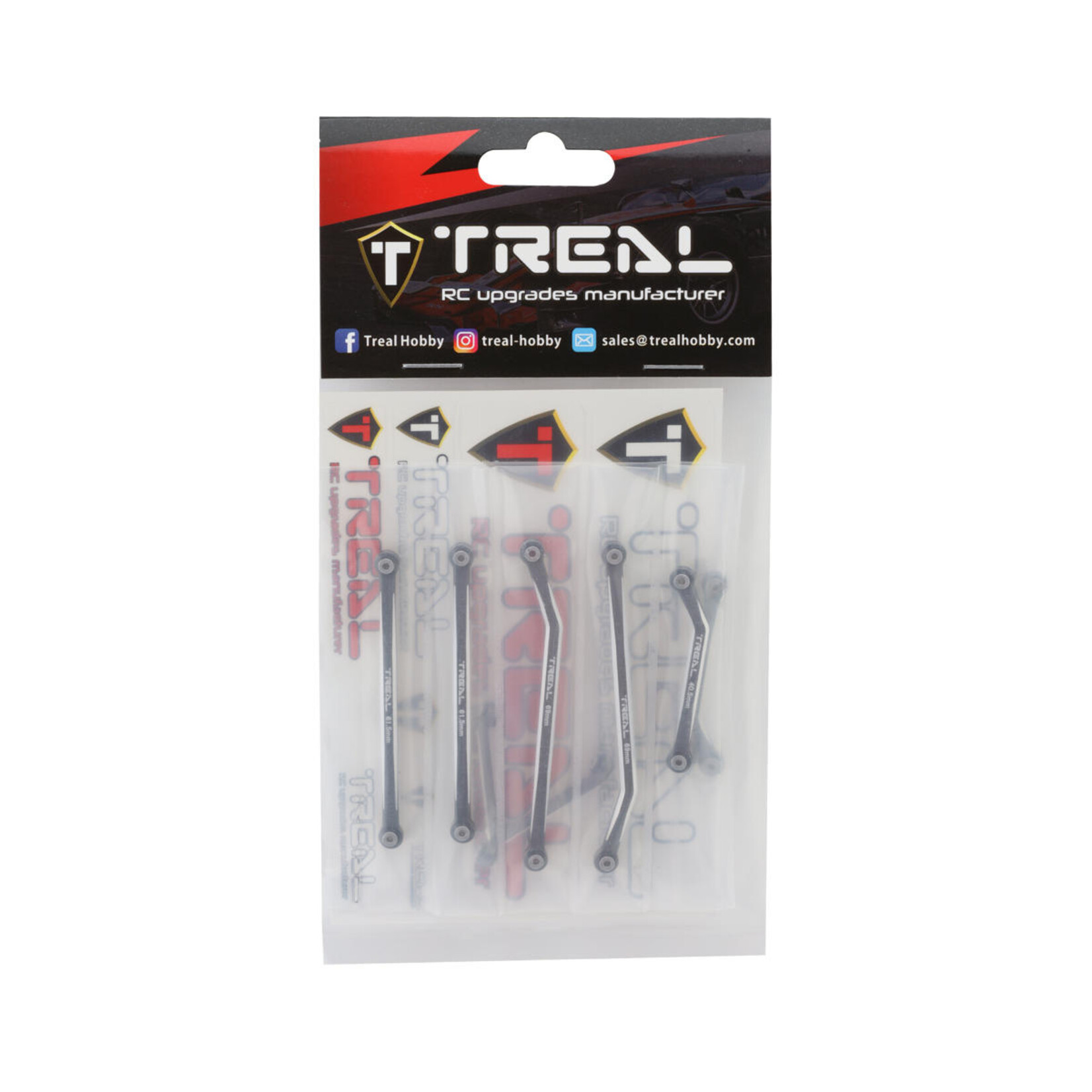 Treal #X002WMLQKN Treal Hobby Axial SCX24 Aluminum High Clearance Link Set (Grey) (Deadbolt)