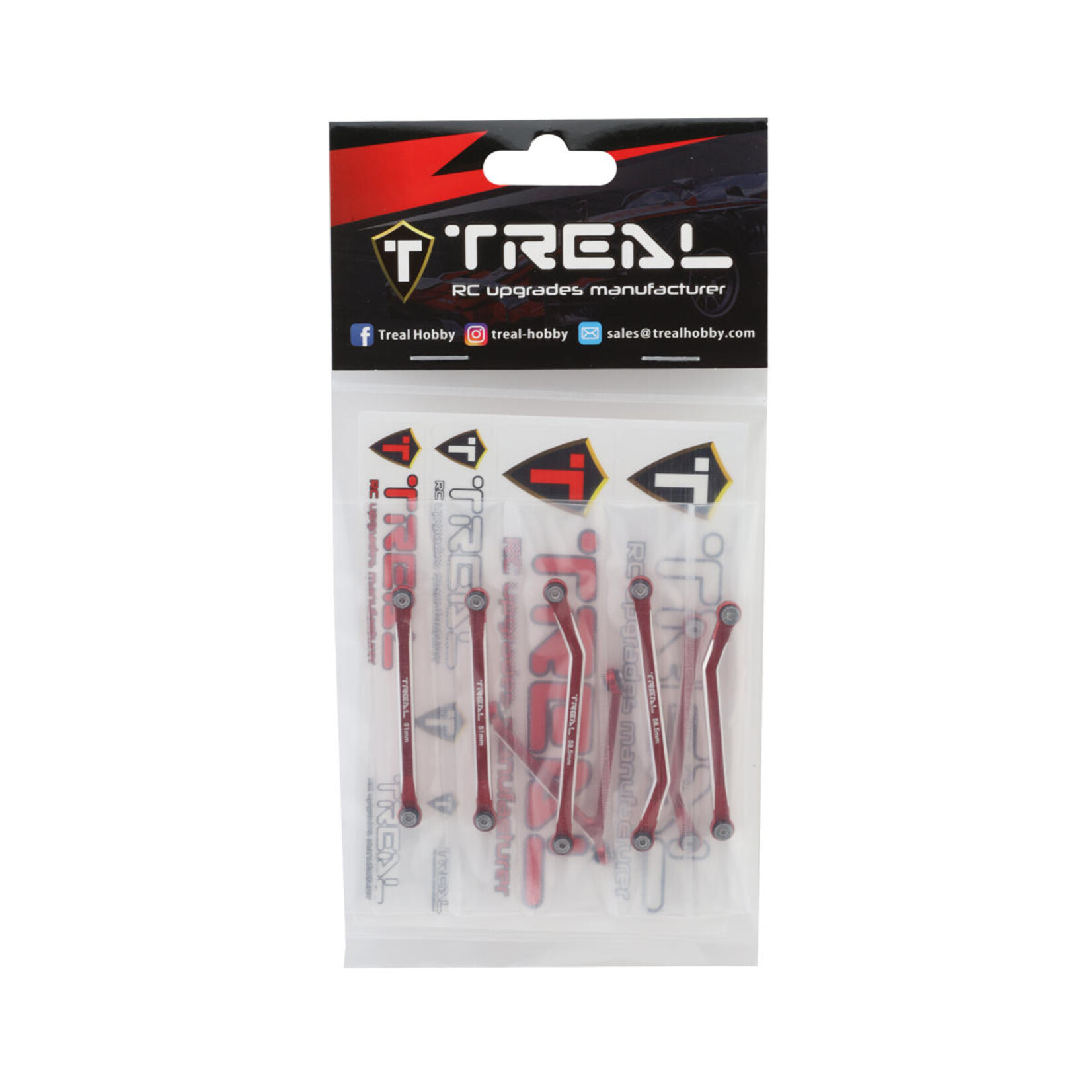 Treal #X002Y9L7OT Treal Hobby Axial SCX24 Aluminum High Clearance Link Set (Red) (JLU/C10/Bronco)