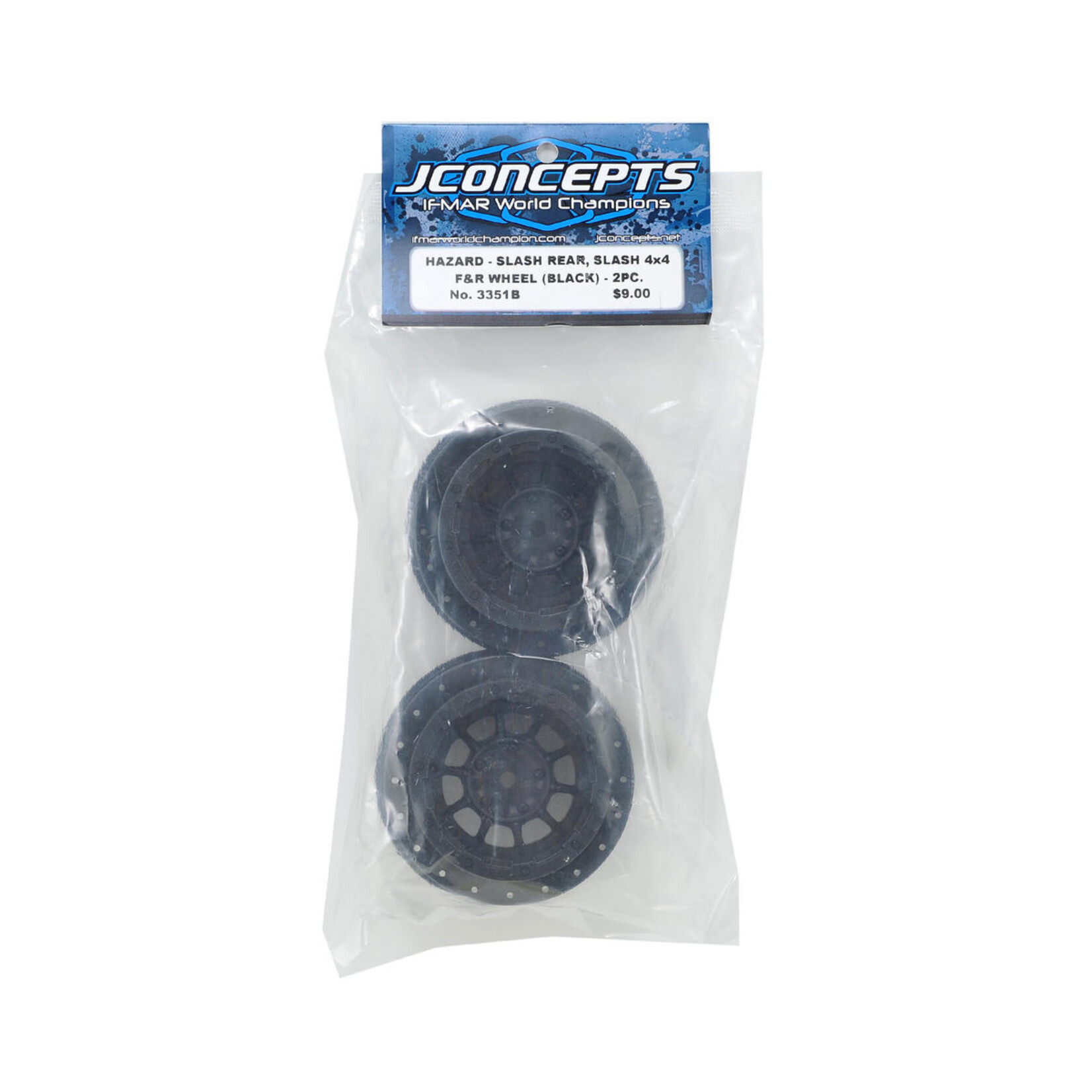 JConcepts #3351B JConcepts 12mm Hex Hazard Short Course Wheels (Black) (2) (Slash)