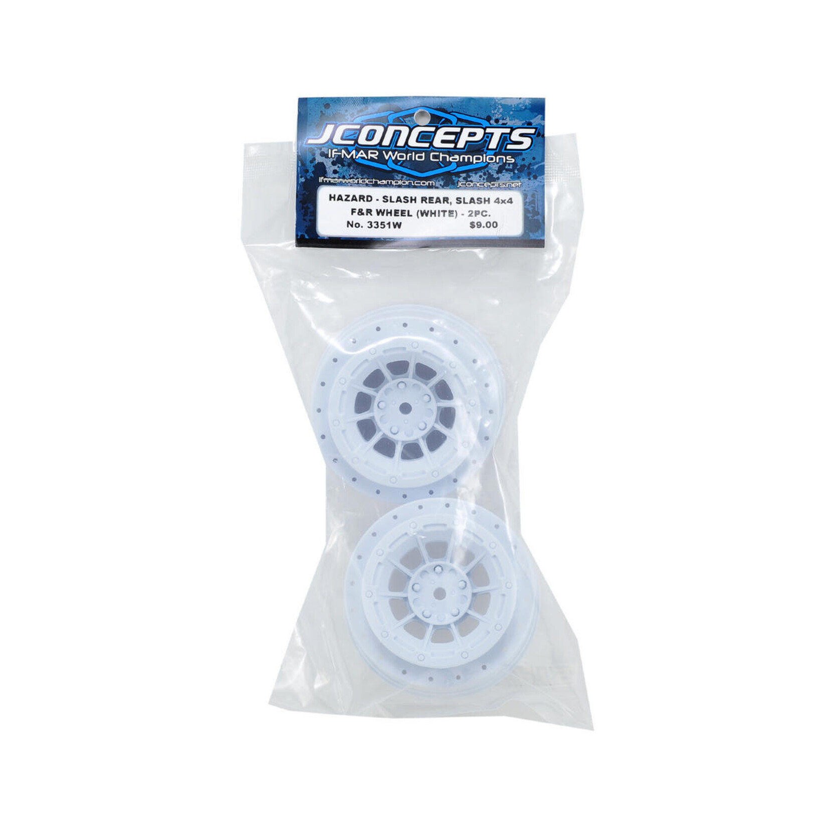 JConcepts #3351W JConcepts 12mm Hex Hazard Short Course Wheels (White) (2) (Slash)