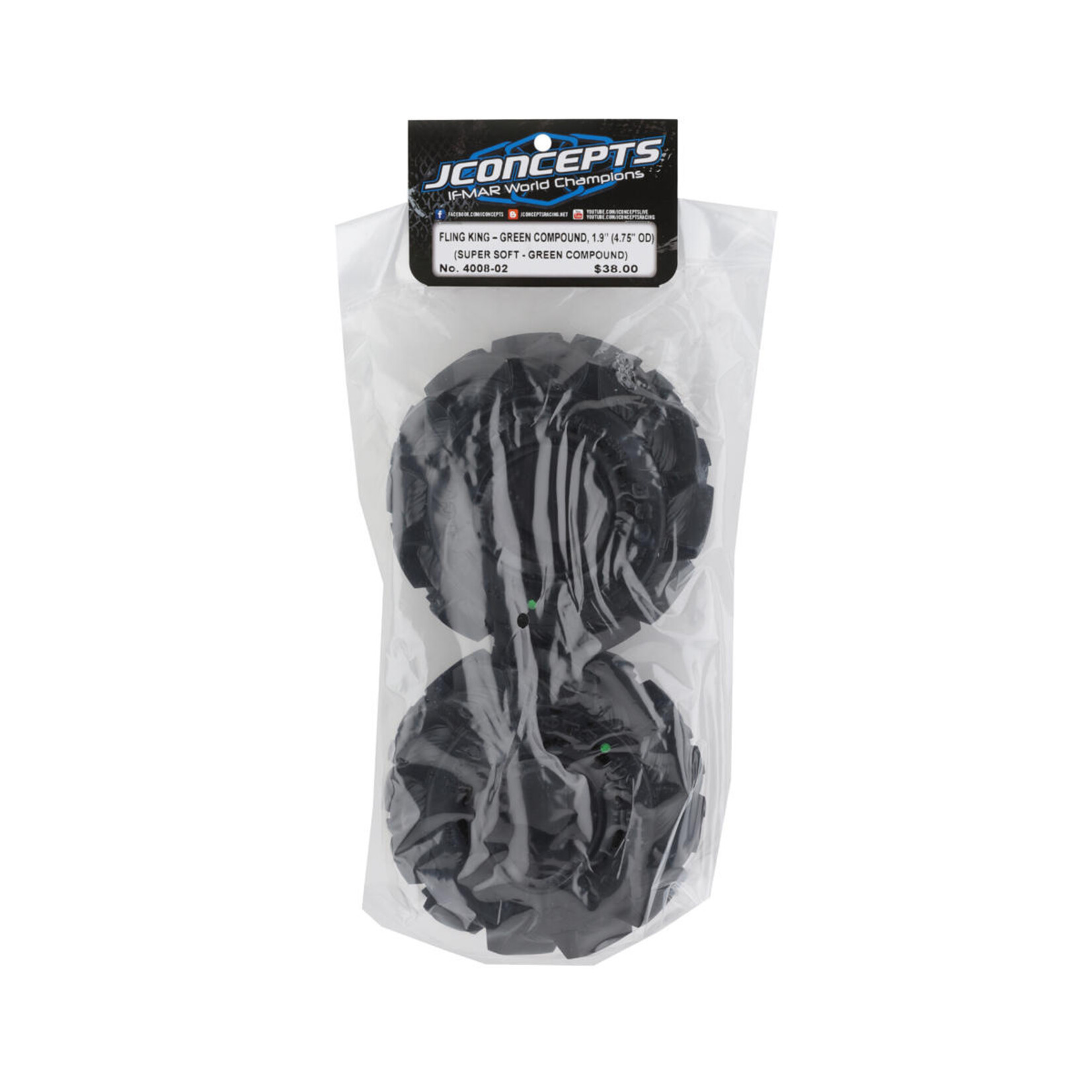 JConcepts #4008-02 JConcepts Fling King 1.9" Rock Crawler Tires (2) (Green)