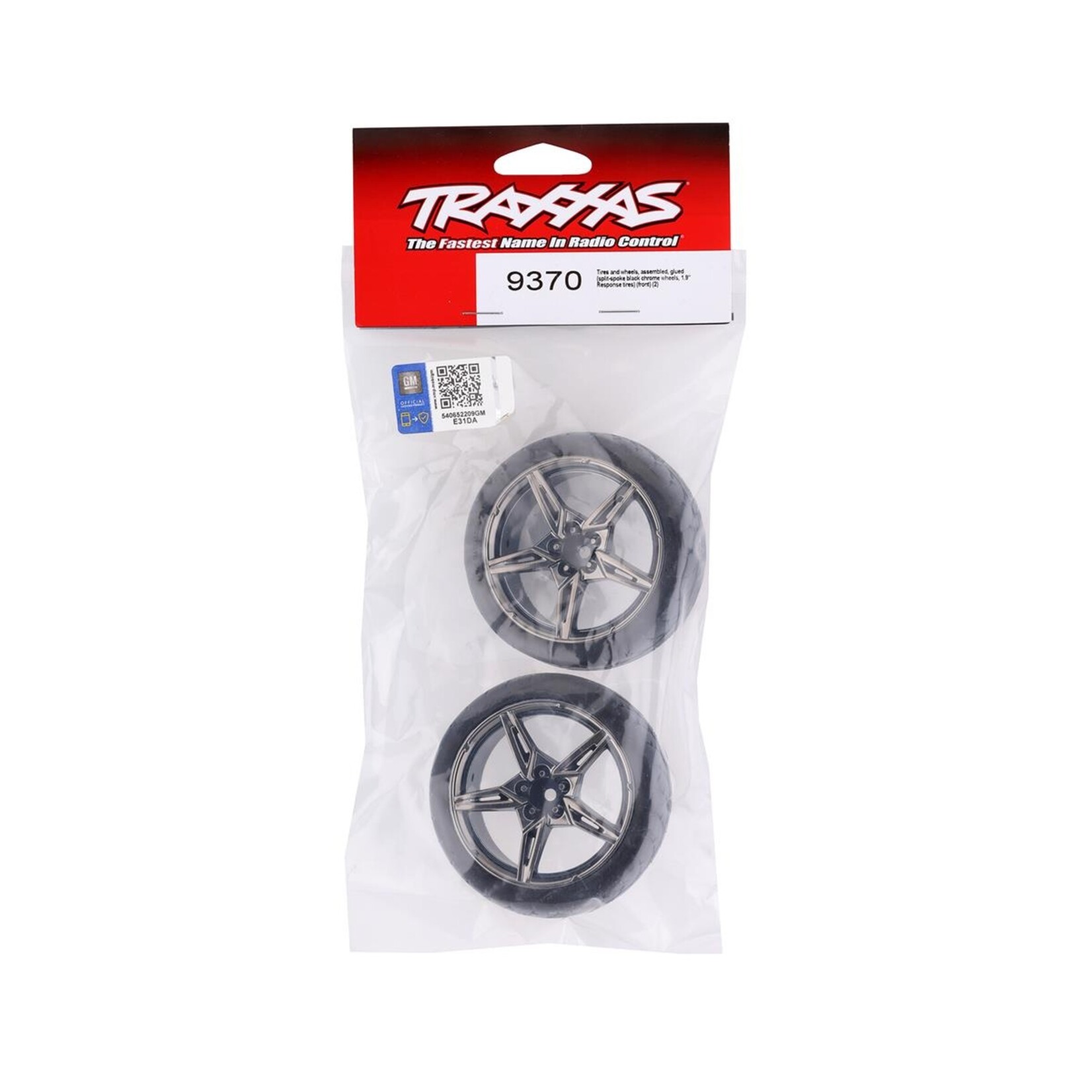 Traxxas #9370 Traxxas 2.1" Response Pre-Mounted Front Tires w/Split-Spoke Wheels (Black Chrome)
