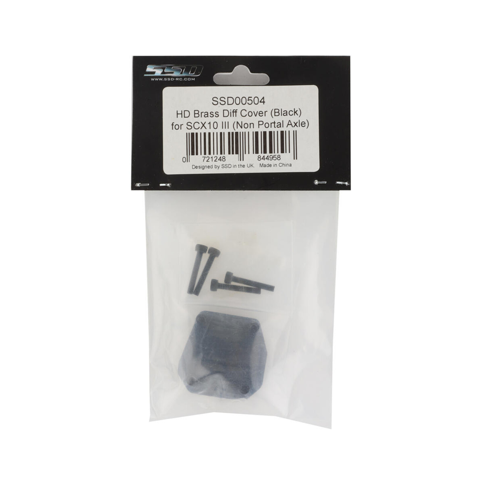 SSD RC #SSD00504 SSD RC SCX10 HD Brass Straight Axle Differential Cover (Black) (30g) (III & Pro)