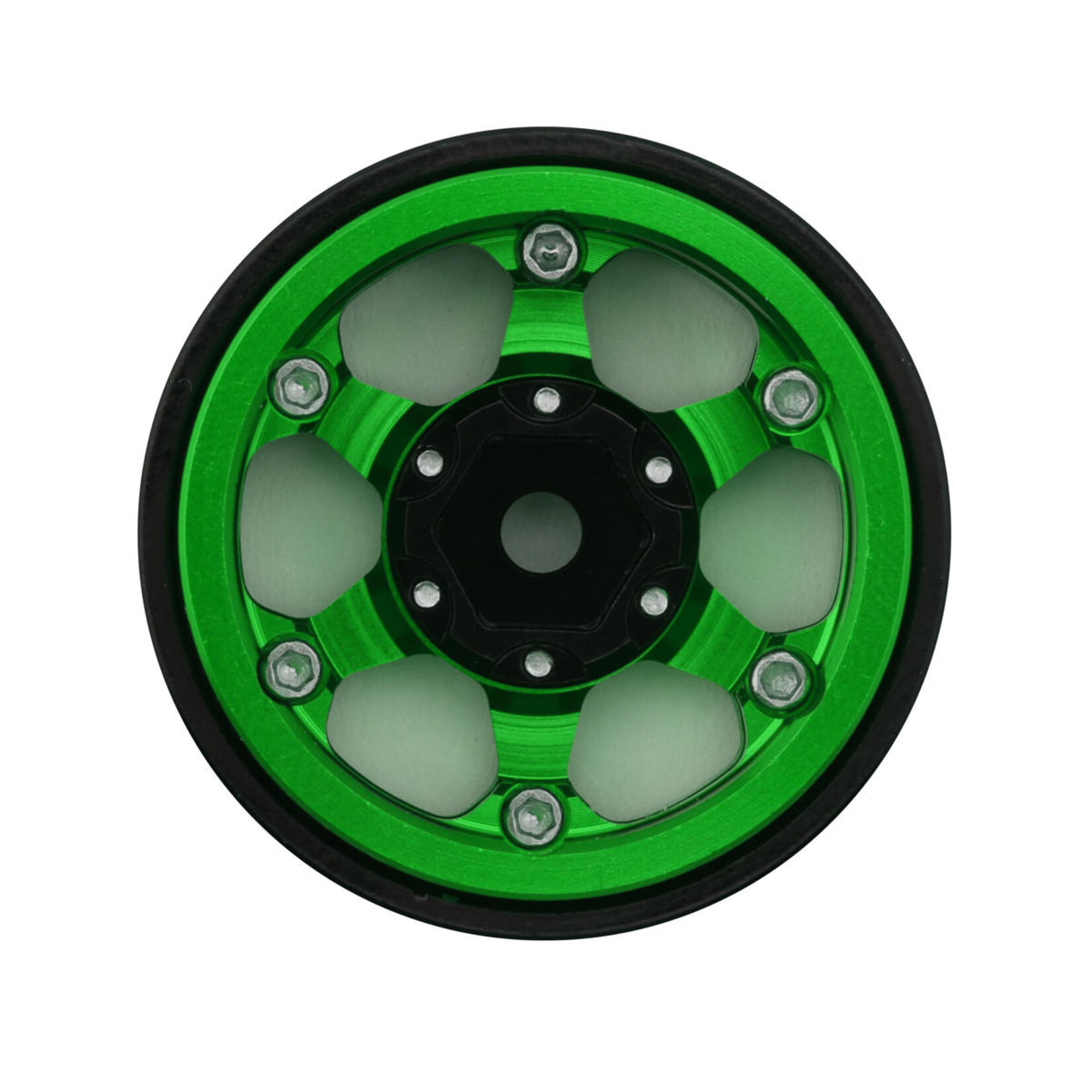 Treal #X00396C7SV Treal Hobby Type D 1.0" Concave 6-Spoke Beadlock Wheels (Green) (4) (21.2g)