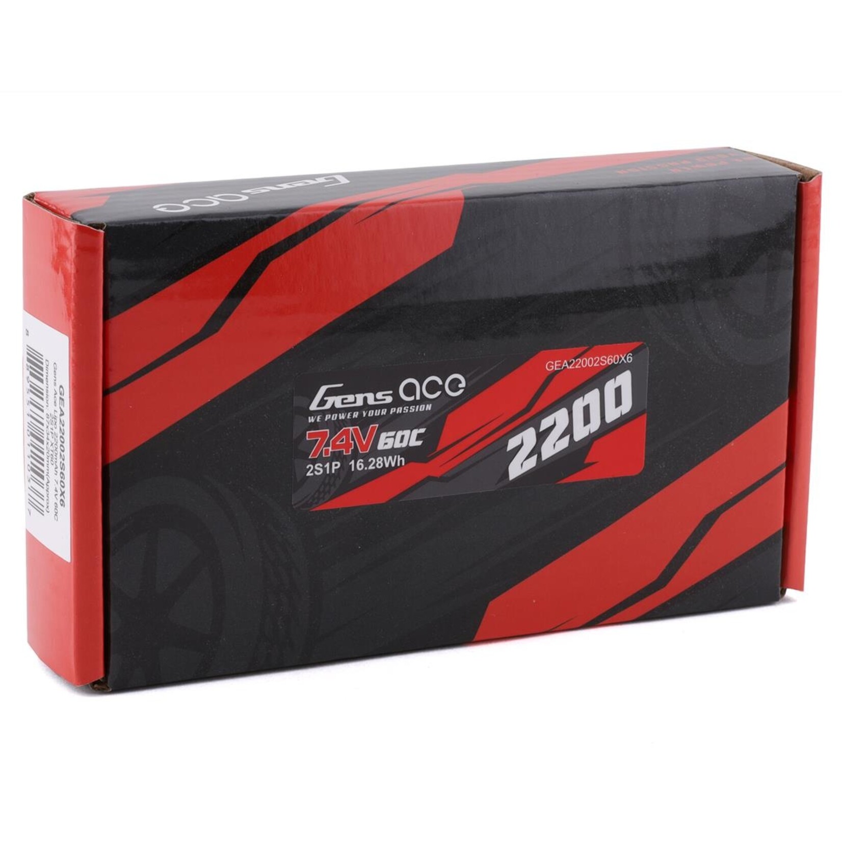 Gens Ace #GEA22002S60X6 Gens Ace 2S LiPo Battery 60C (7.4V/2200mAh) w/XT-60 Connector