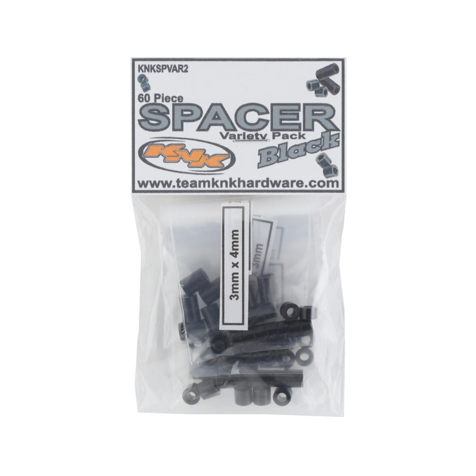 Team KNK #KNKSPVAR2 Team KNK Aluminum Spacer Variety Pack (Black) (60)