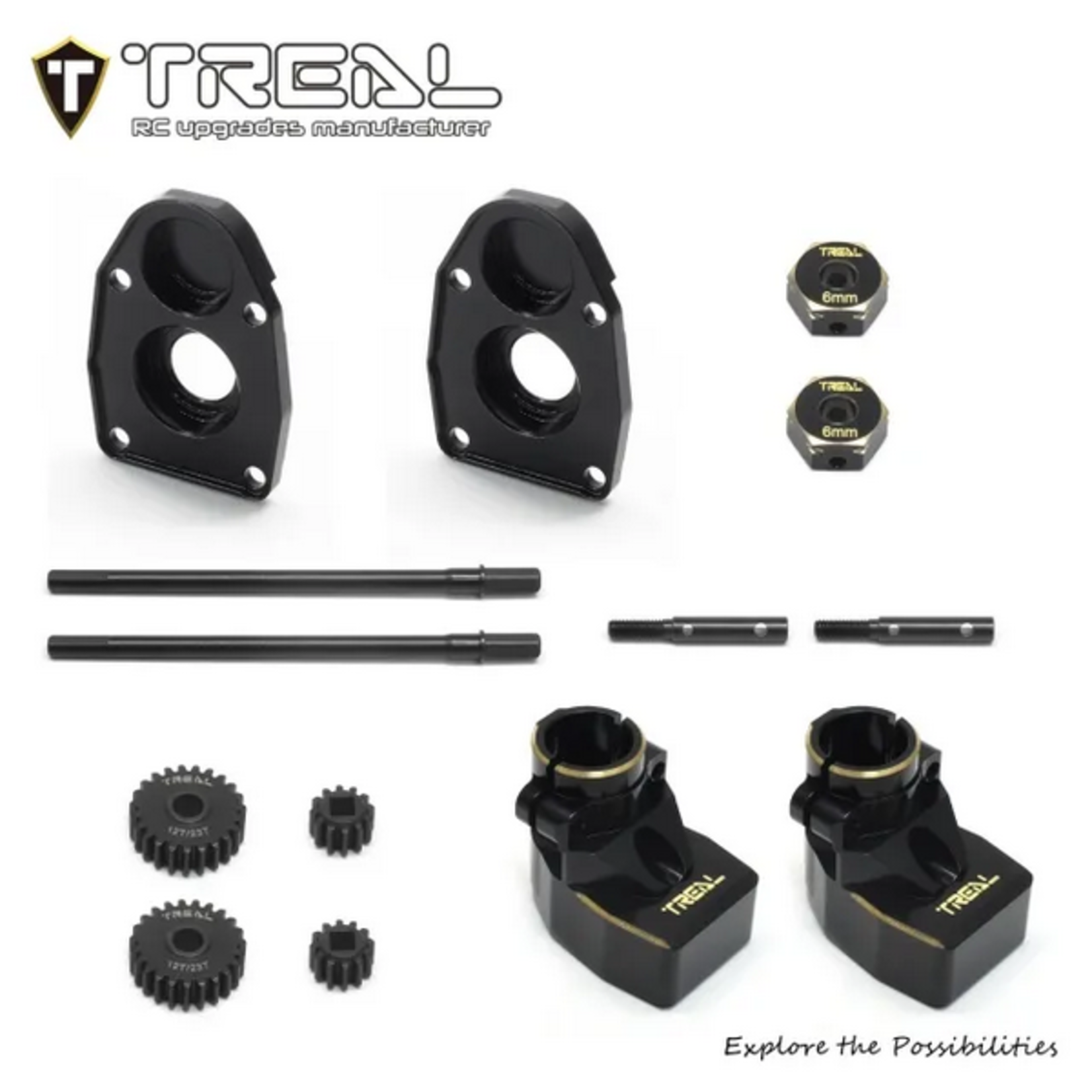 Treal #X003YCWR21 Treal Hobby SCX10 Pro Rear Portal Axle Kit