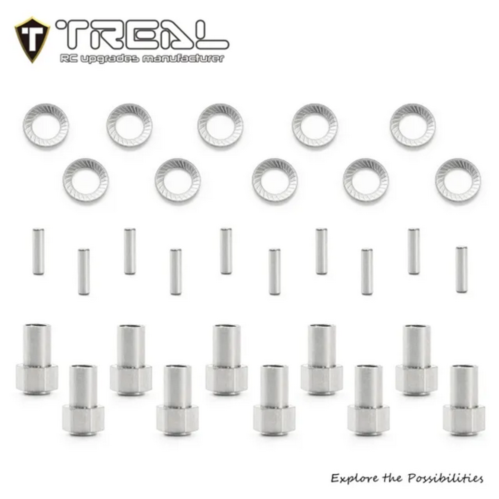 Treal #X003TSIUR1 Treal Hobby TRX-4M Brass Extended Wheel Hub Hexes Hardware Set