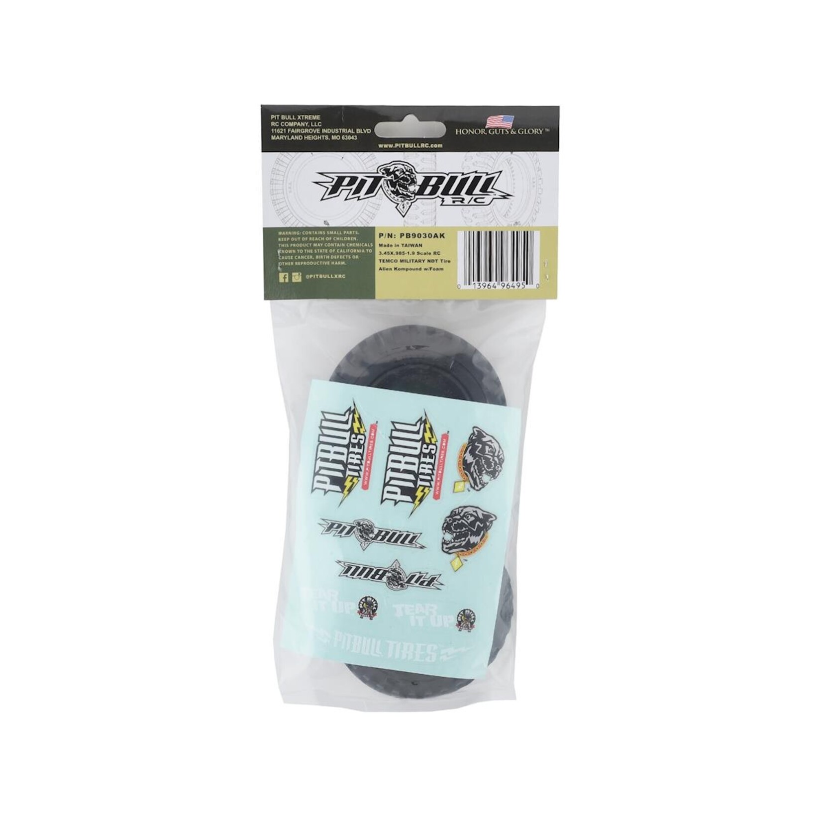 Pit Bull #PB9030AK  Pit Bull Tires 1.9" Scale Temco NDT Military Tires (2) (Alien Kompound)